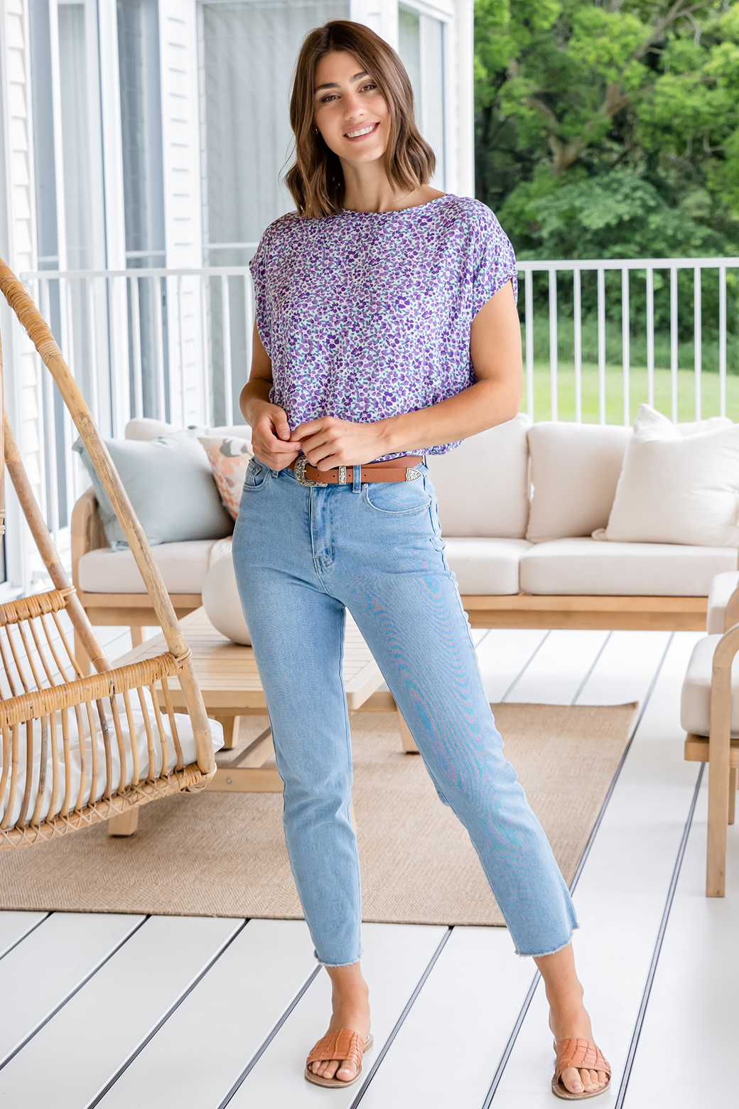 Final Sale | Naomi Top Purple Ditsy