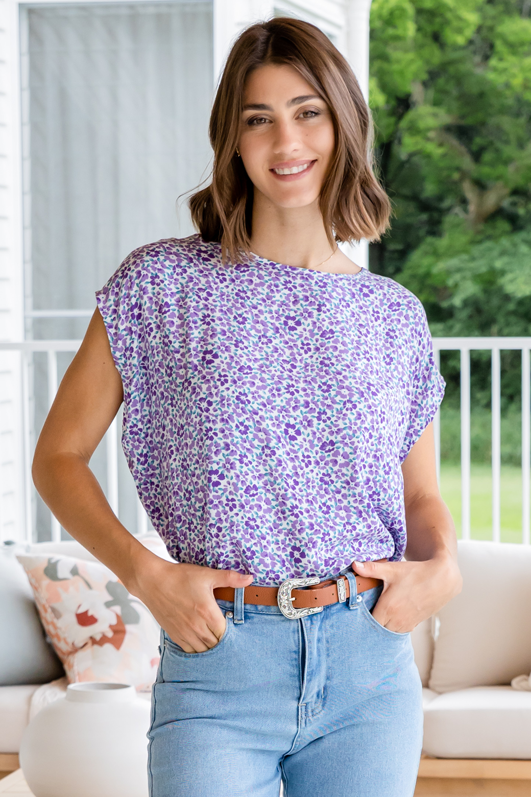 Final Sale | Naomi Top Purple Ditsy