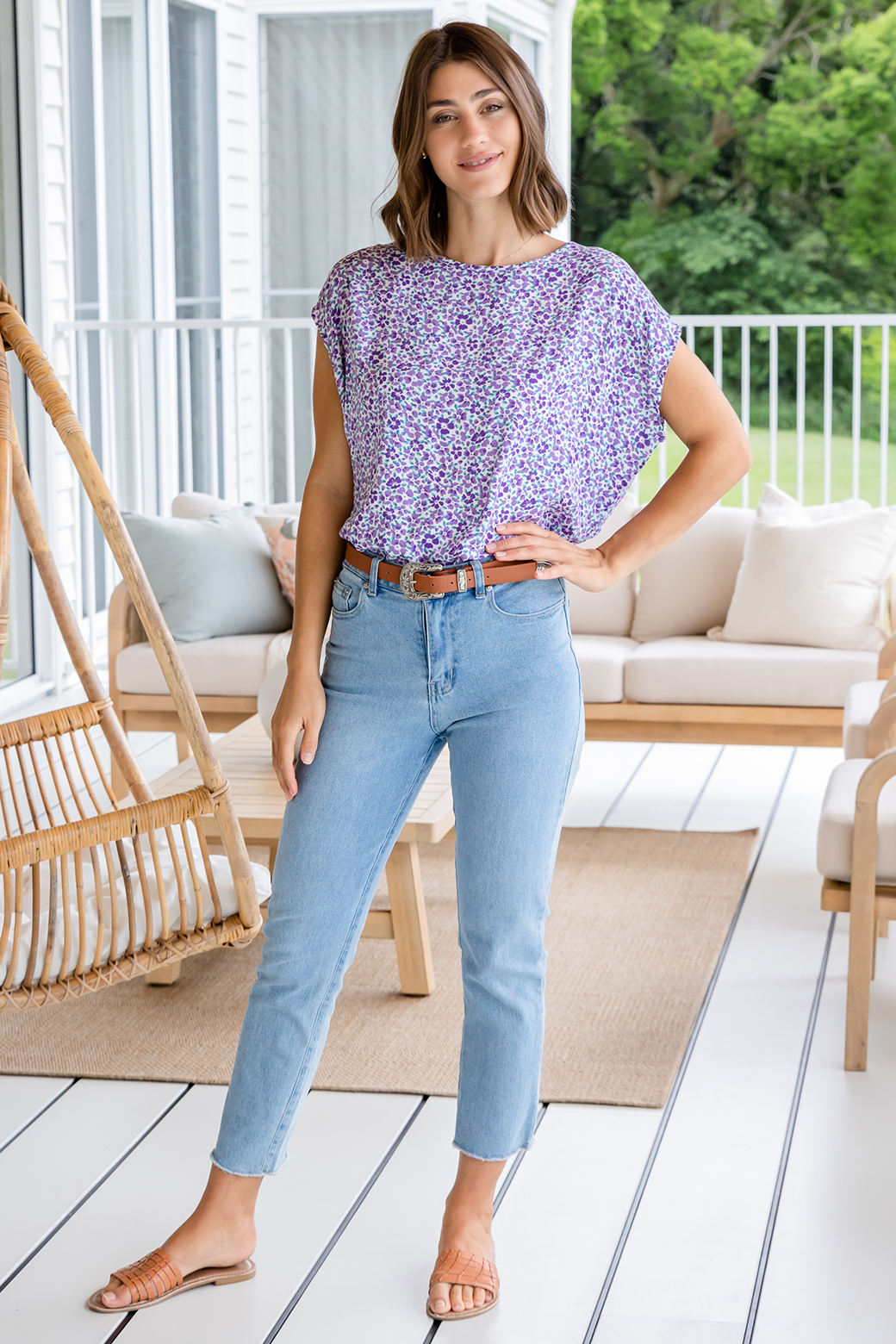 Final Sale | Naomi Top Purple Ditsy
