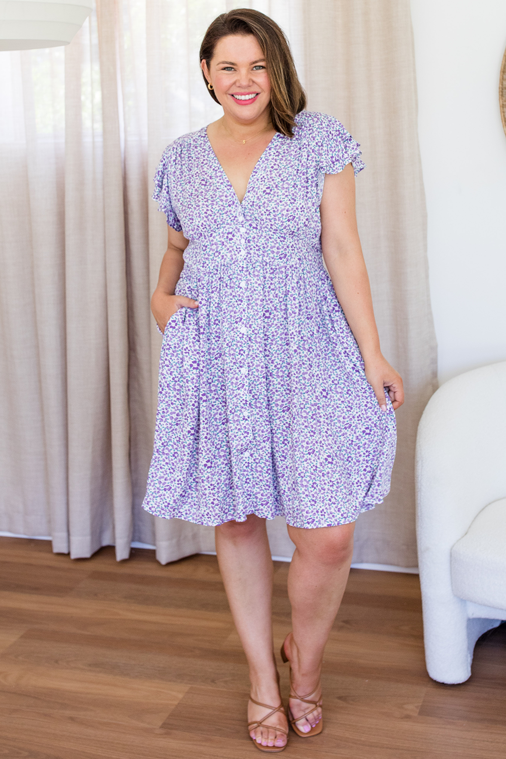 Natalie Dress Purple Ditsy