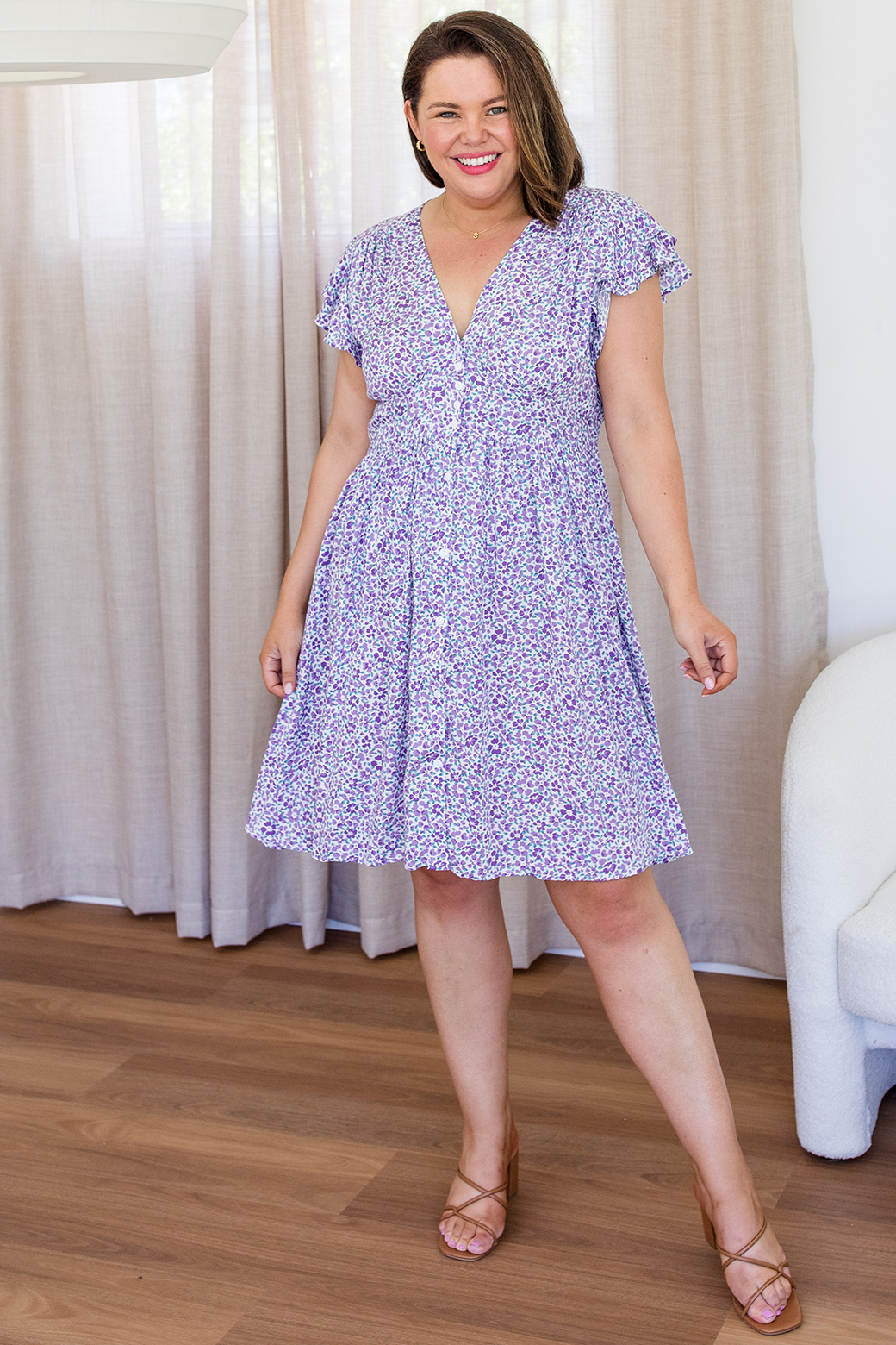 Natalie Dress Purple Ditsy