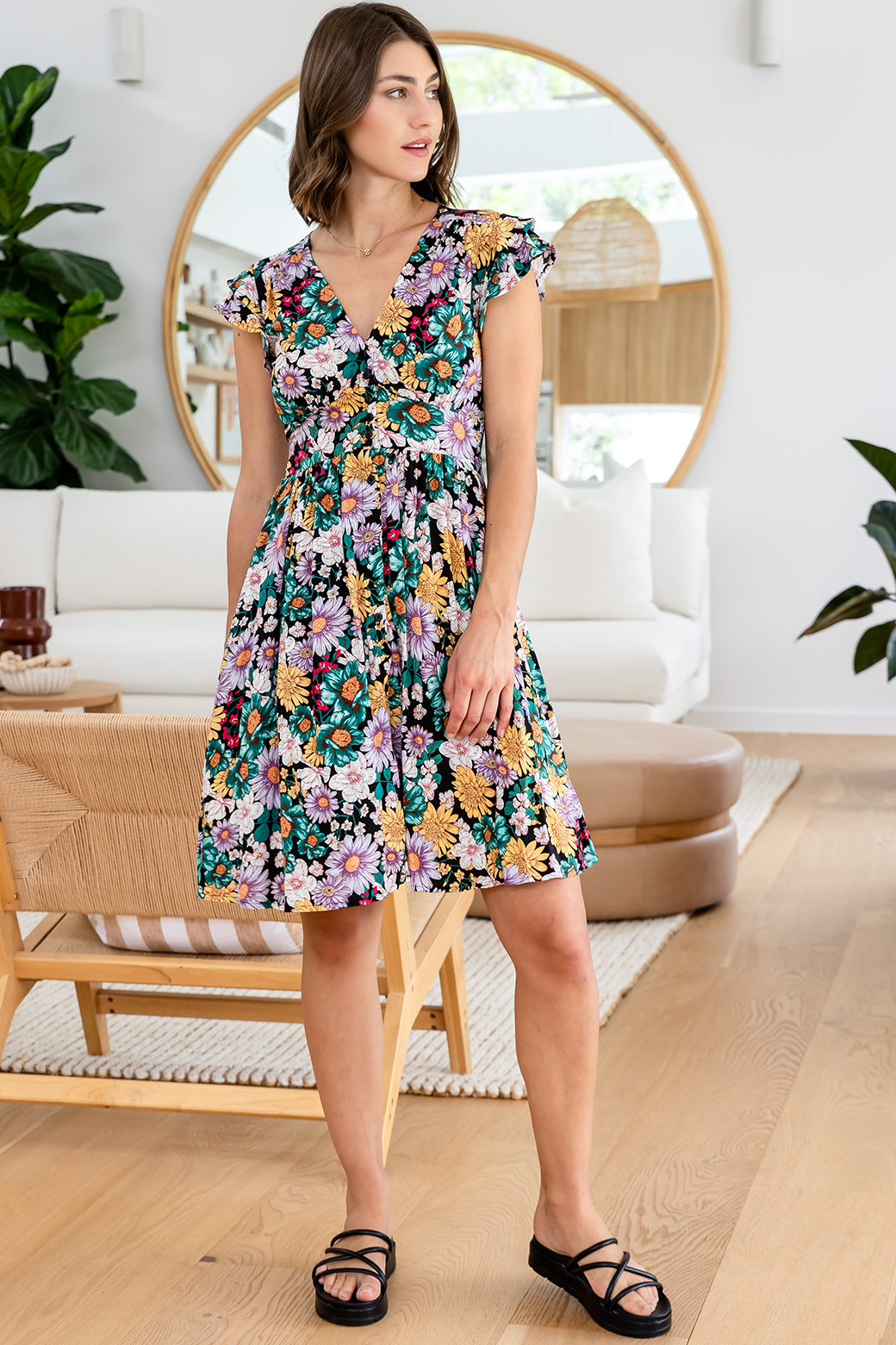 Final Sale | Natalie Dress Wednesday Print Purple