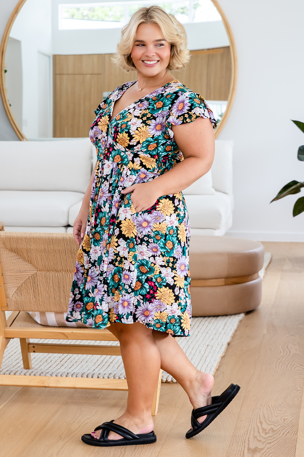 Final Sale | Natalie Dress Wednesday Print Purple
