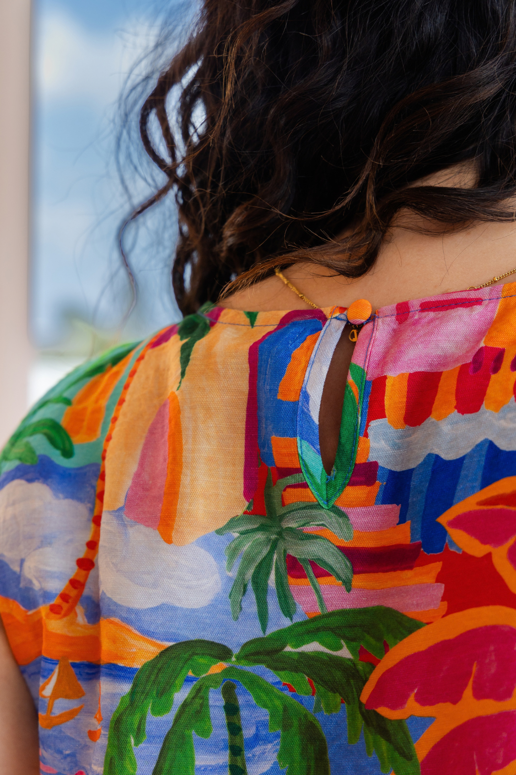 Nicole Shift Dress Palm Summer Print