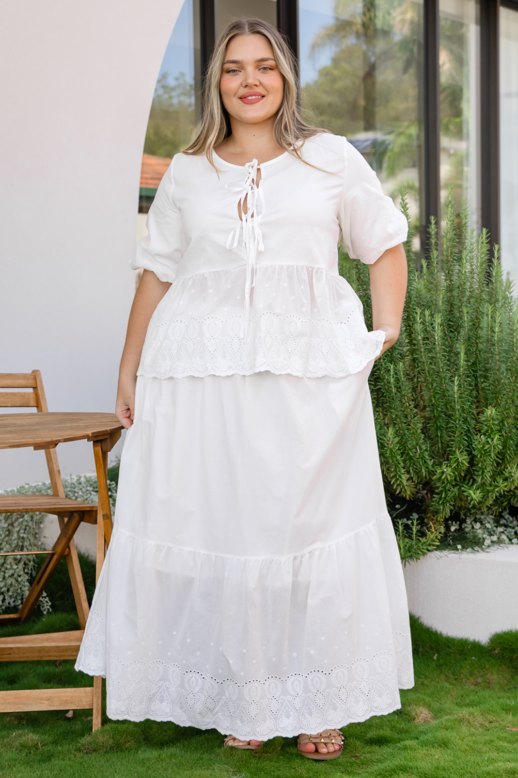 Nori Broderie Anglaise Midi Skirt