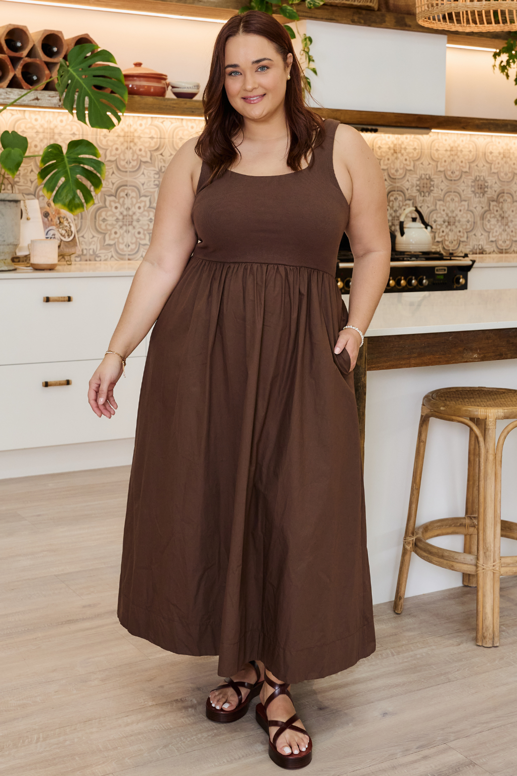 Ophelia Midi Dress Chocolate