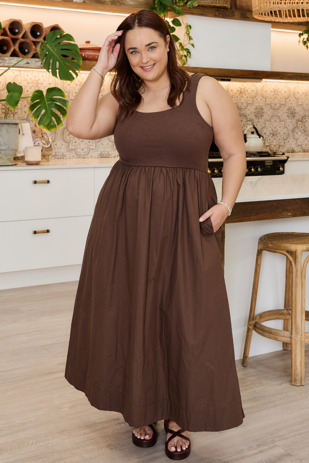Ophelia Midi Dress Chocolate