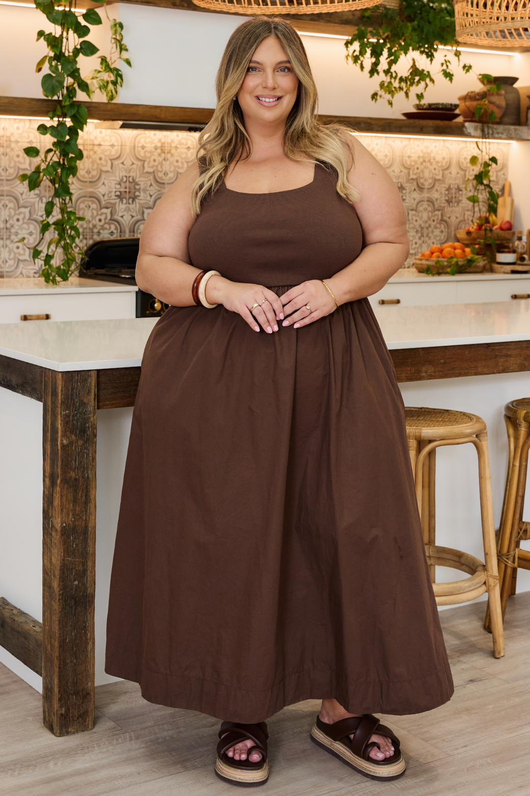 Ophelia Midi Dress Chocolate