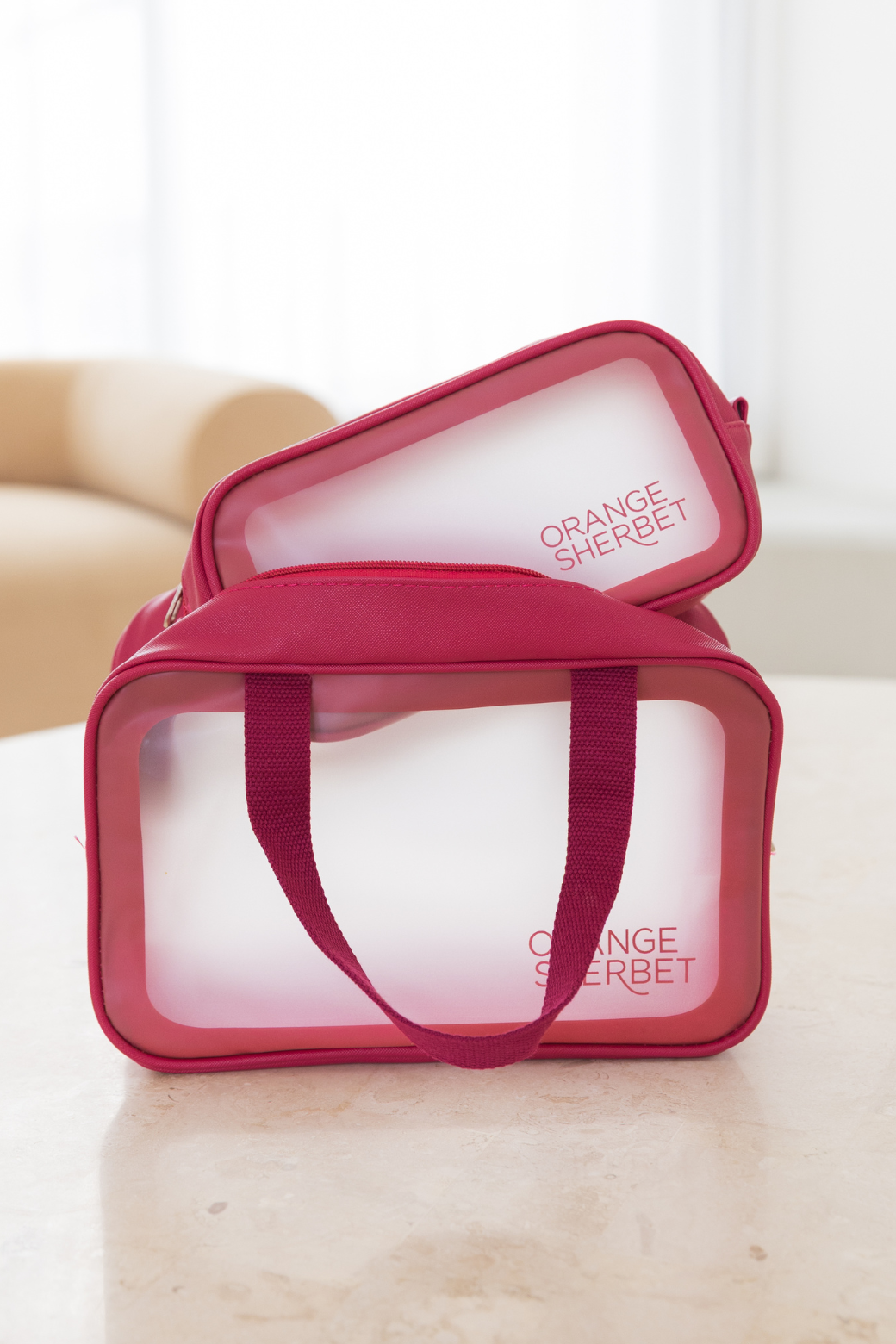 Orange Sherbet Cosmetic Travel Bag Twin Pack