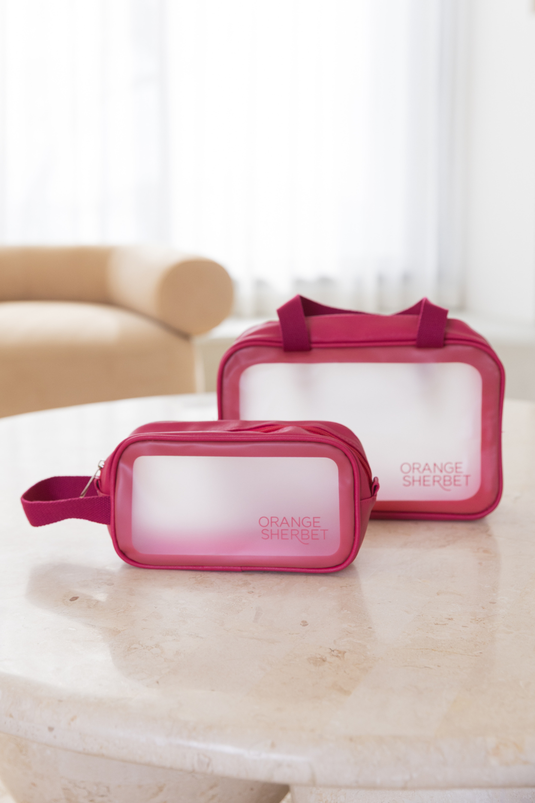 Orange Sherbet Cosmetic Travel Bag Twin Pack