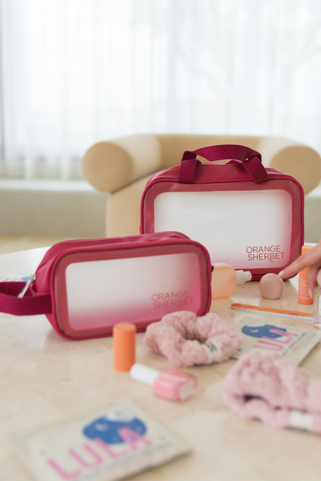 Orange Sherbet Cosmetic Travel Bag Twin Pack