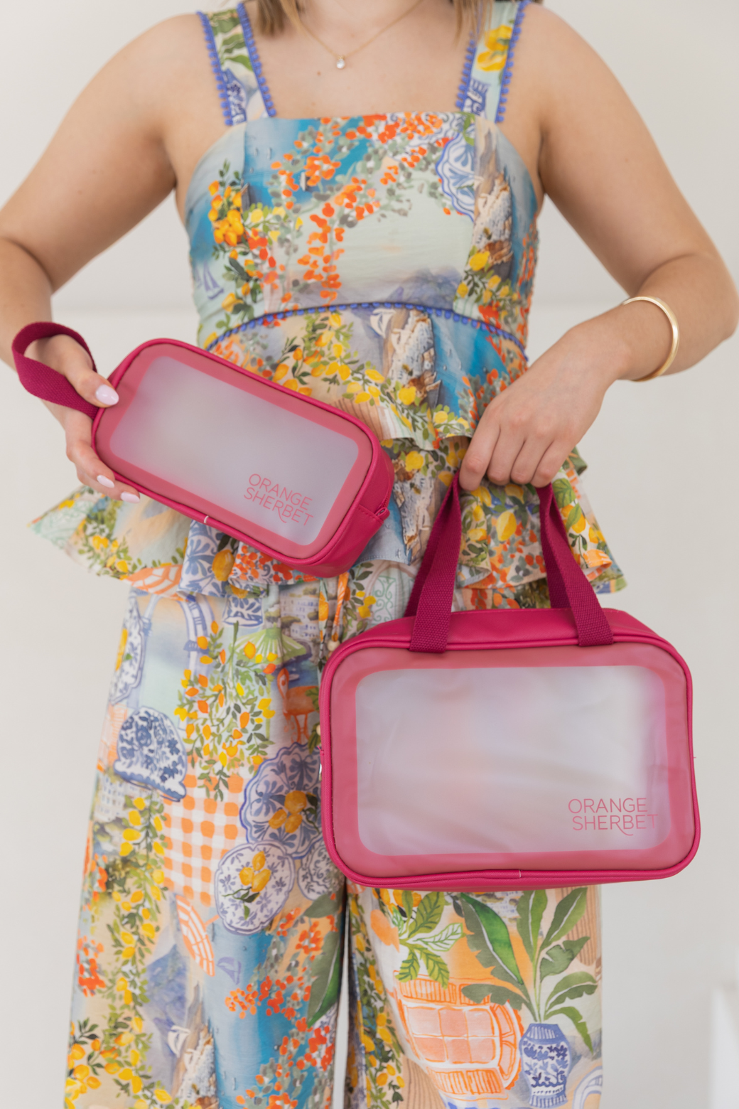 Orange Sherbet Cosmetic Travel Bag Twin Pack