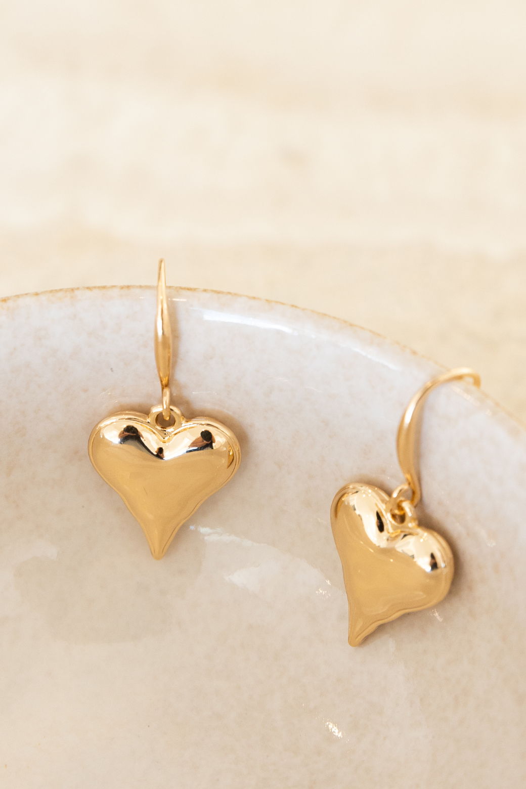 Orange Sherbet Large Heart Drop Earring Gold