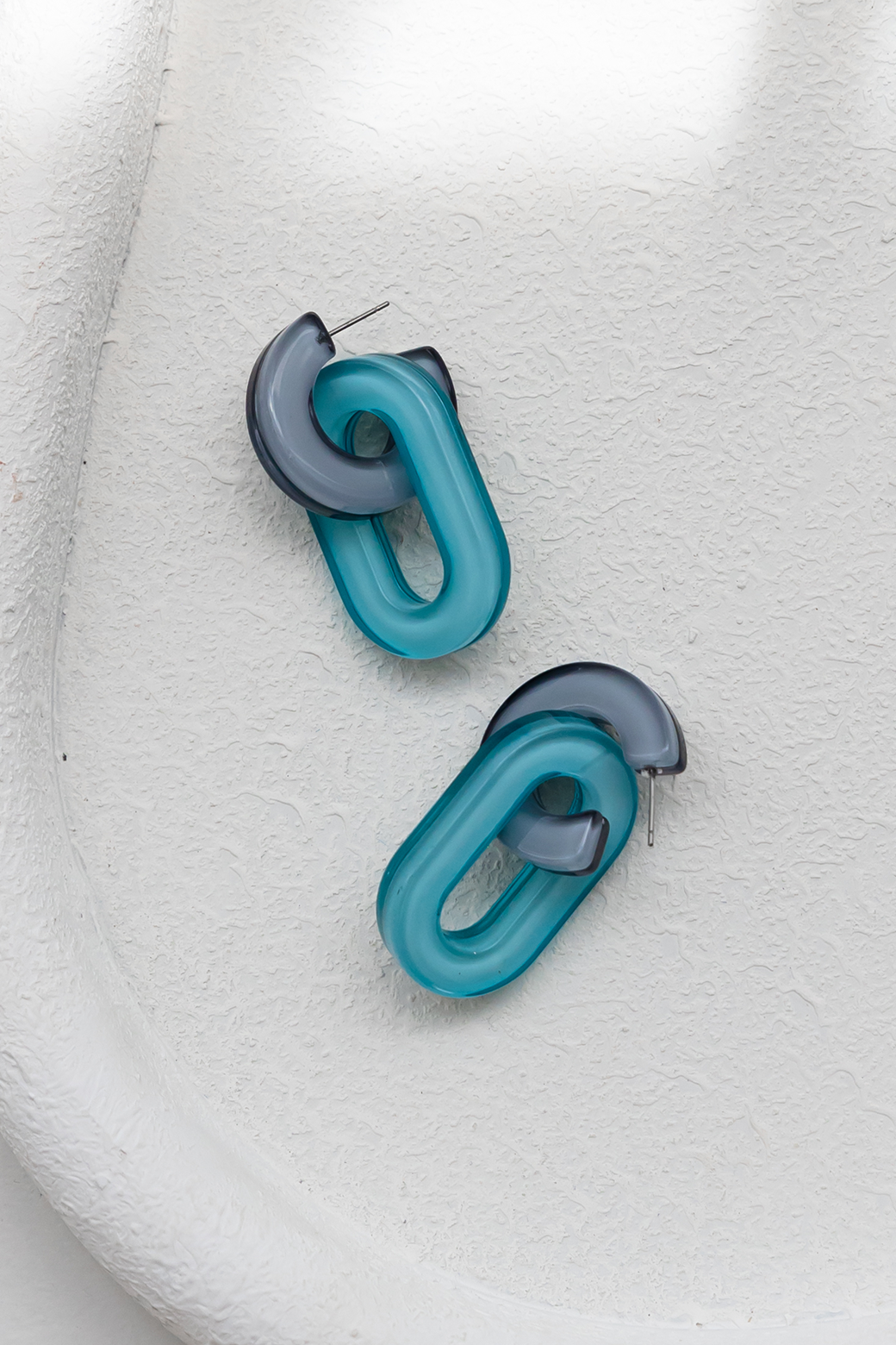 Orange Sherbet Resin Link Earrings Blue