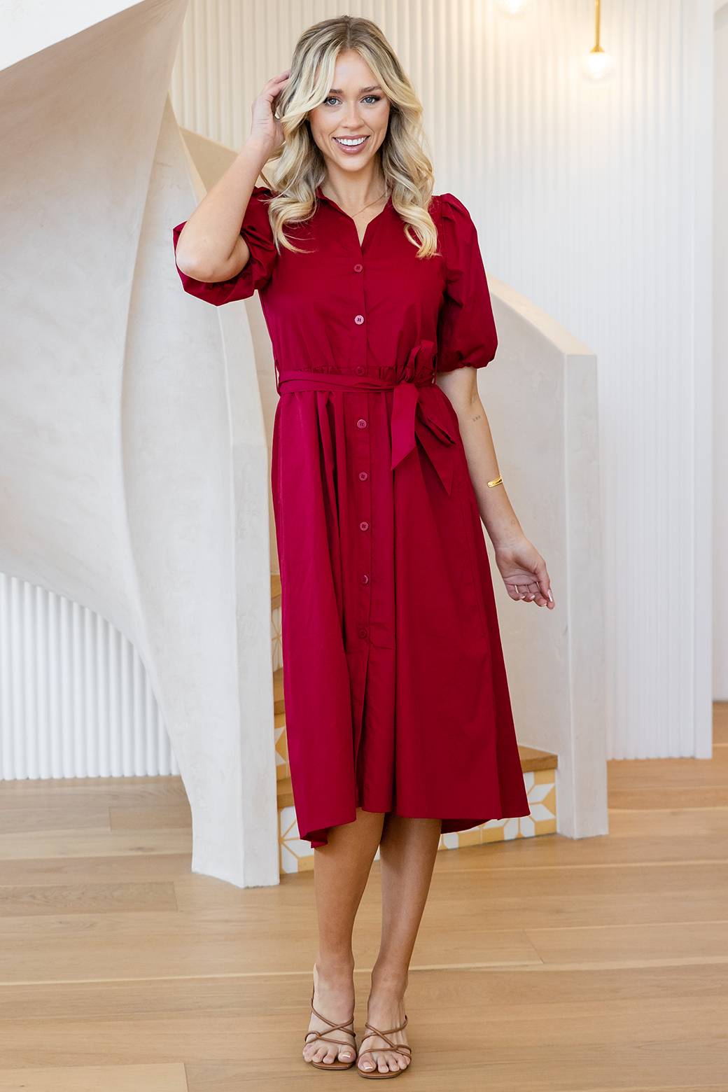 Shannon Midi Dress Deep Red | Orange Sherbet – Orange Sherbet Boutique