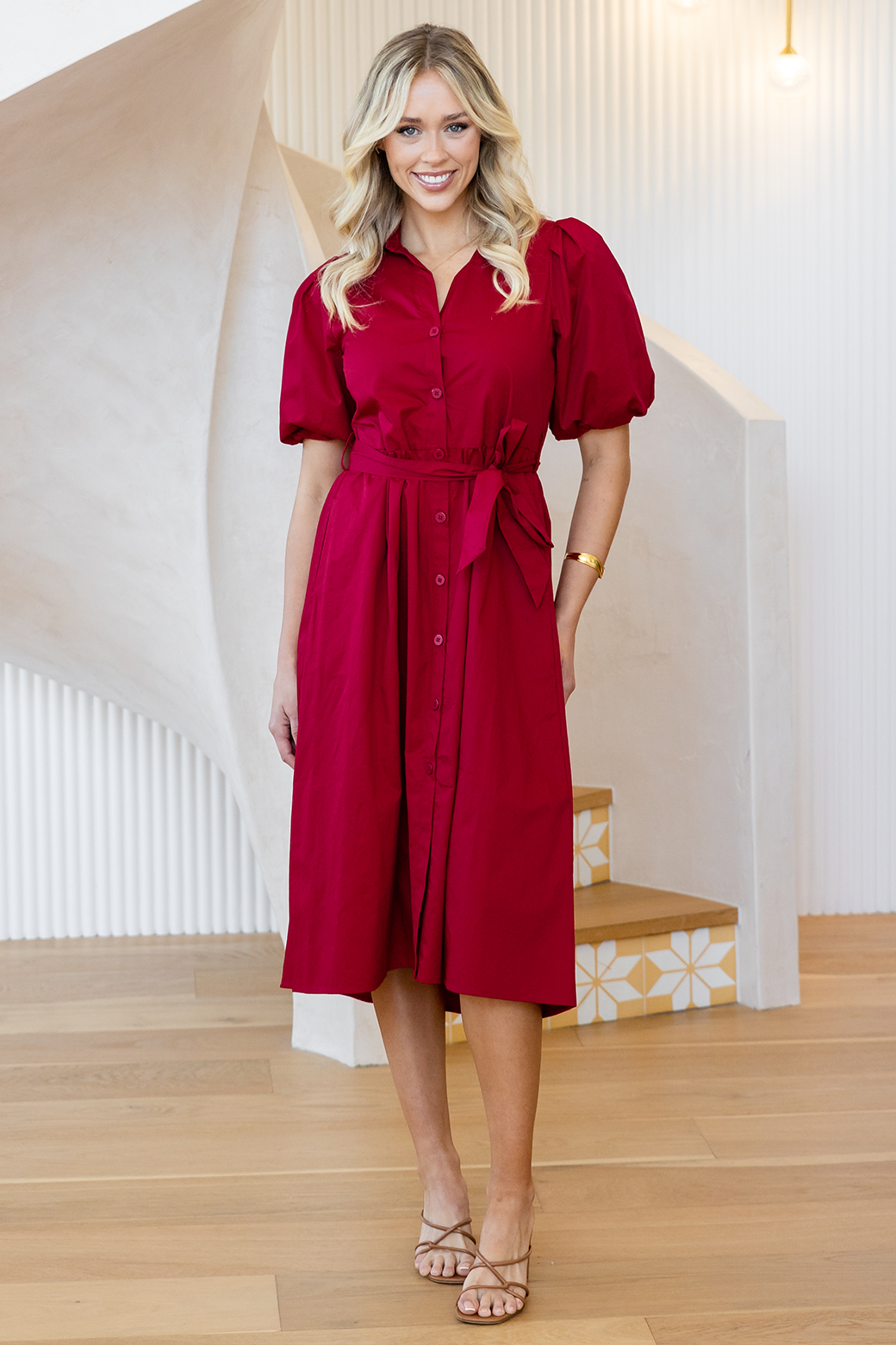 Shannon Midi Dress Deep Red
