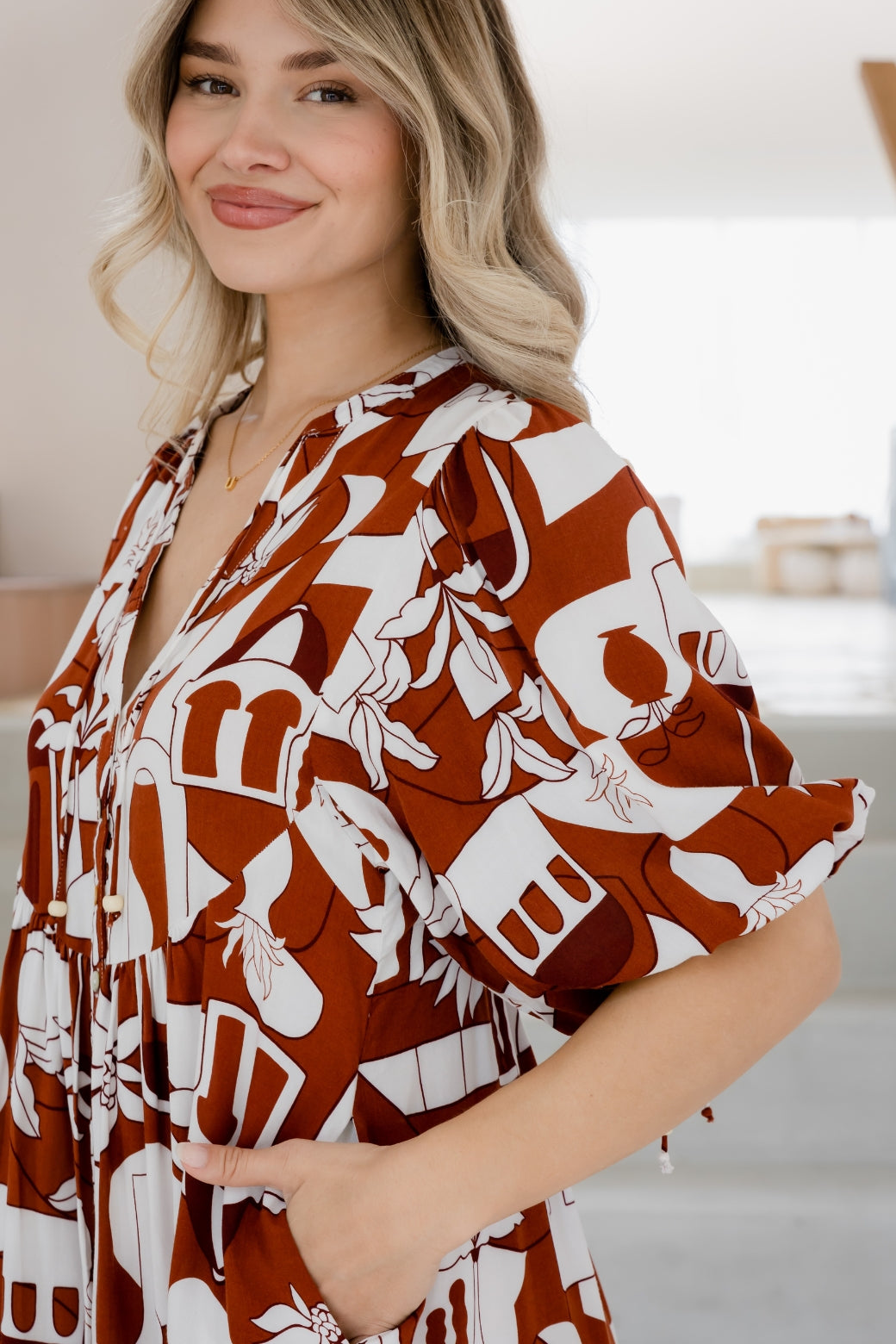 Final Sale | Paige Dress Thessa Print Rust