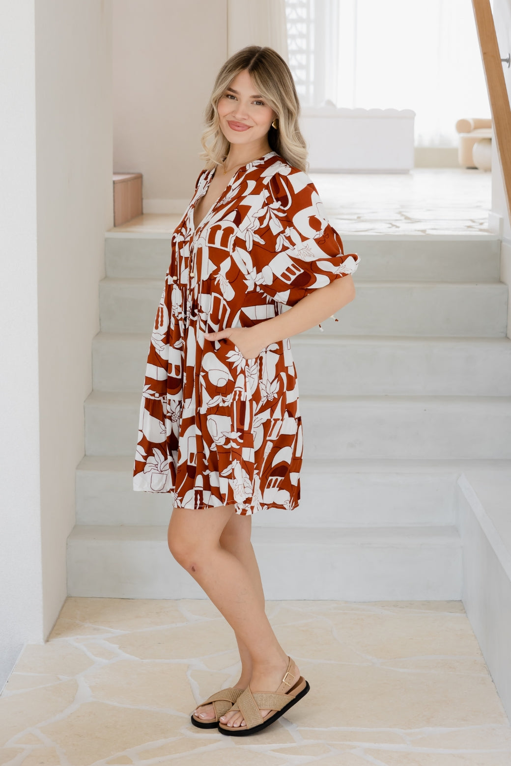 Final Sale | Paige Dress Thessa Print Rust
