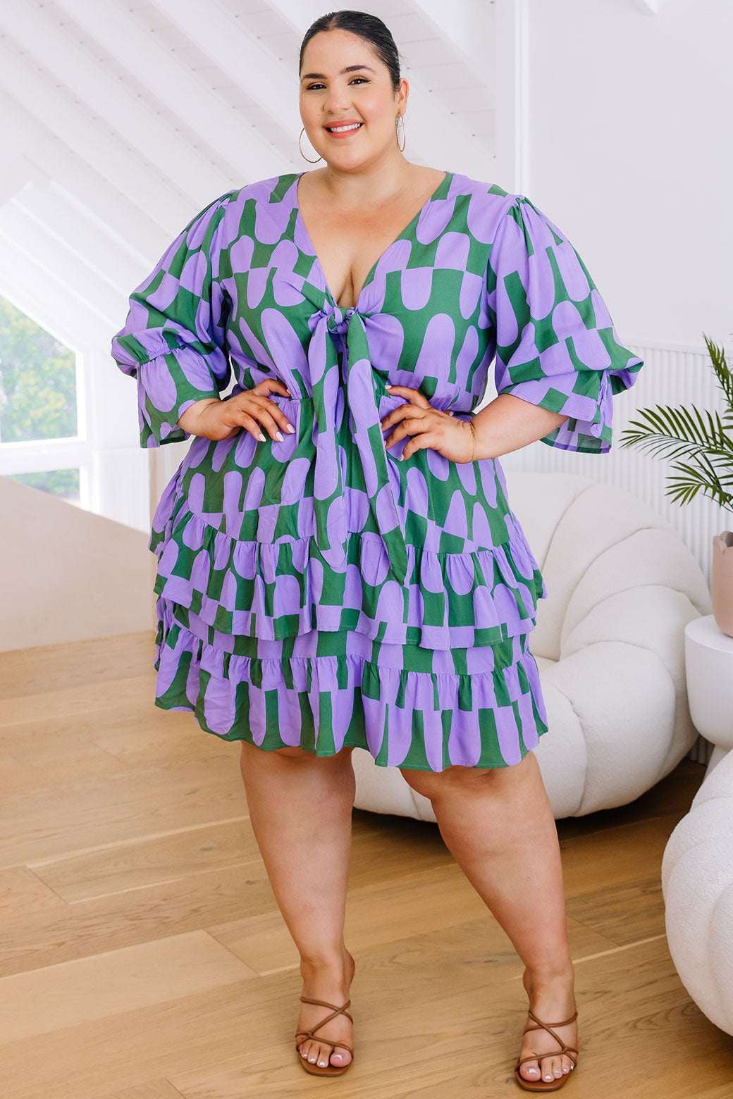 Paloma Dress Malibu Print Olive Purple