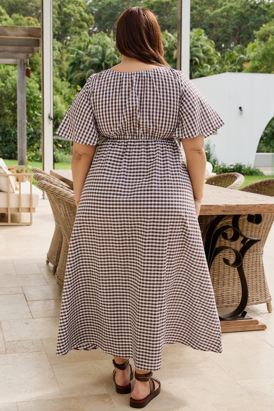 Peta Maxi Dress Choc Gingham