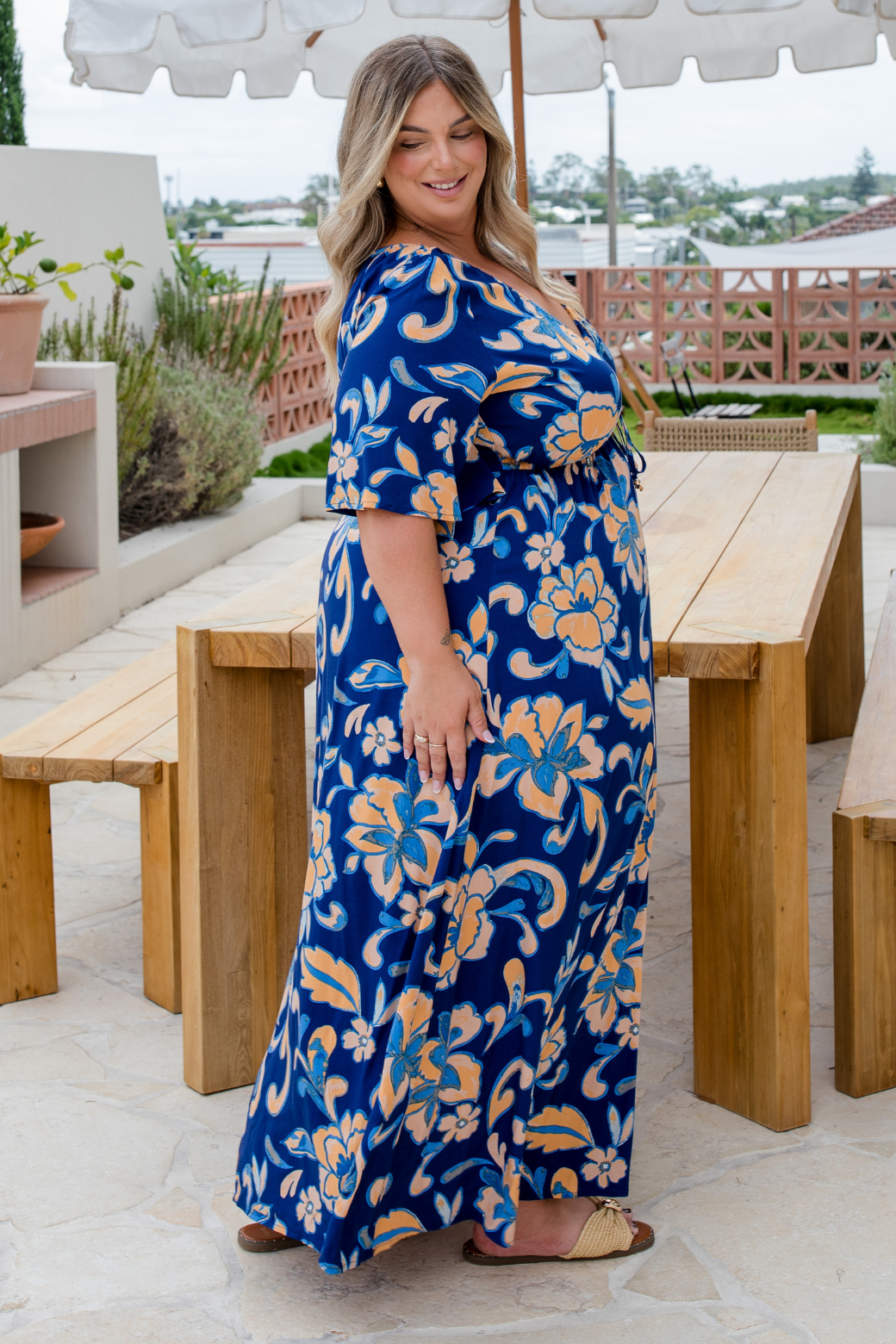 Peta Maxi Dress Robbie Print Blue