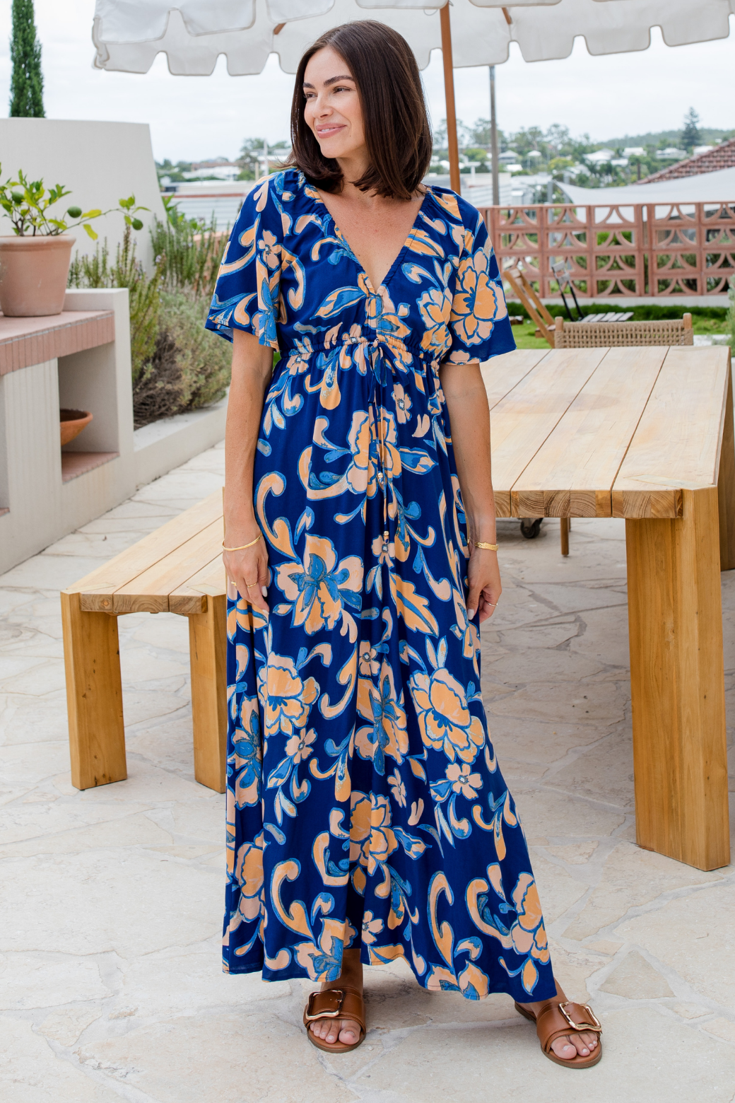 Peta Maxi Dress Robbie Print Blue