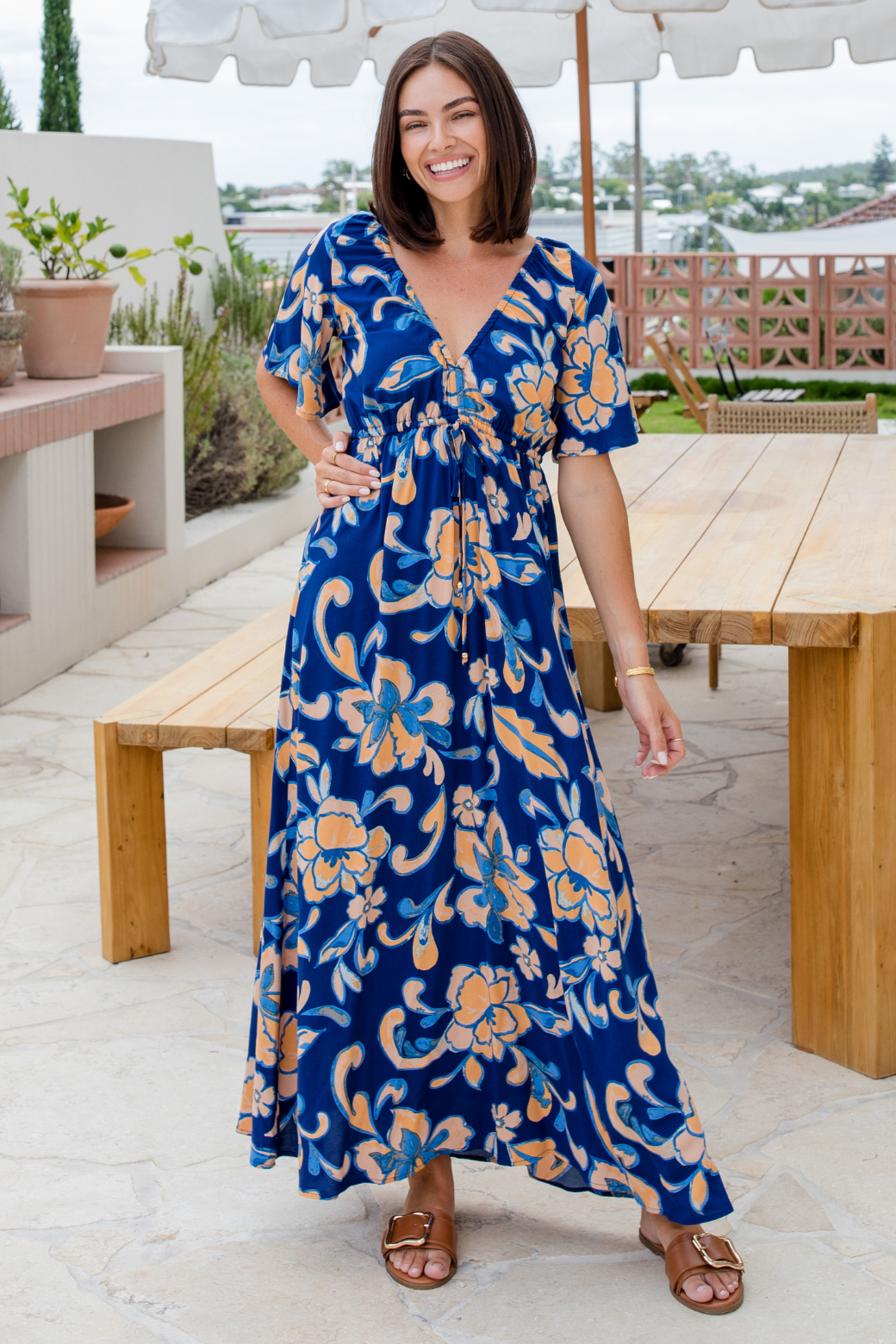 Peta Maxi Dress Robbie Print Blue