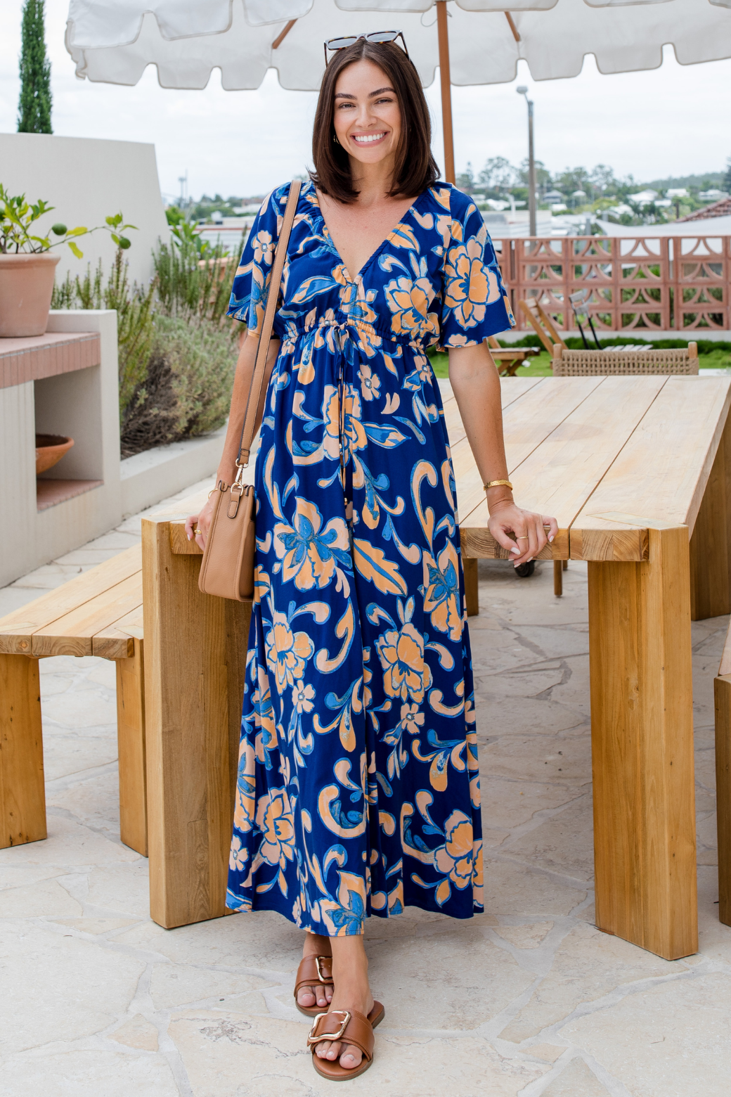 Peta Maxi Dress Robbie Print Blue