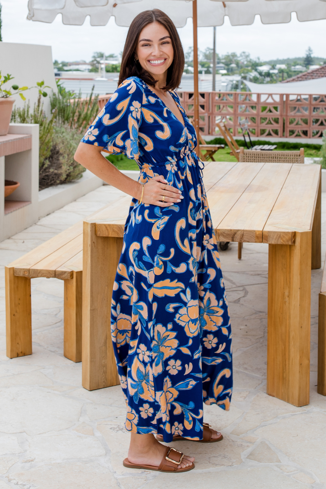 Peta Maxi Dress Robbie Print Blue