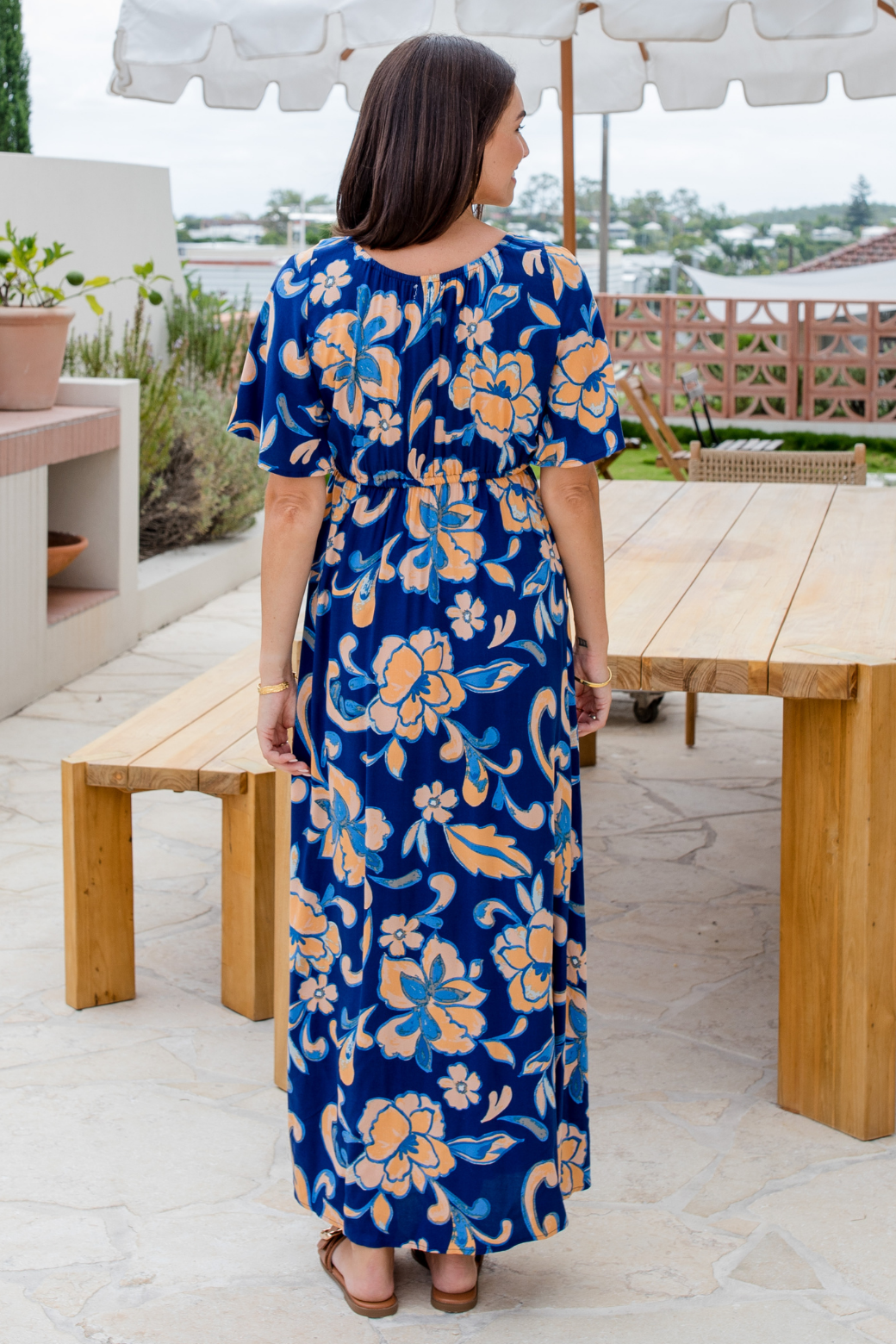 Peta Maxi Dress Robbie Print Blue