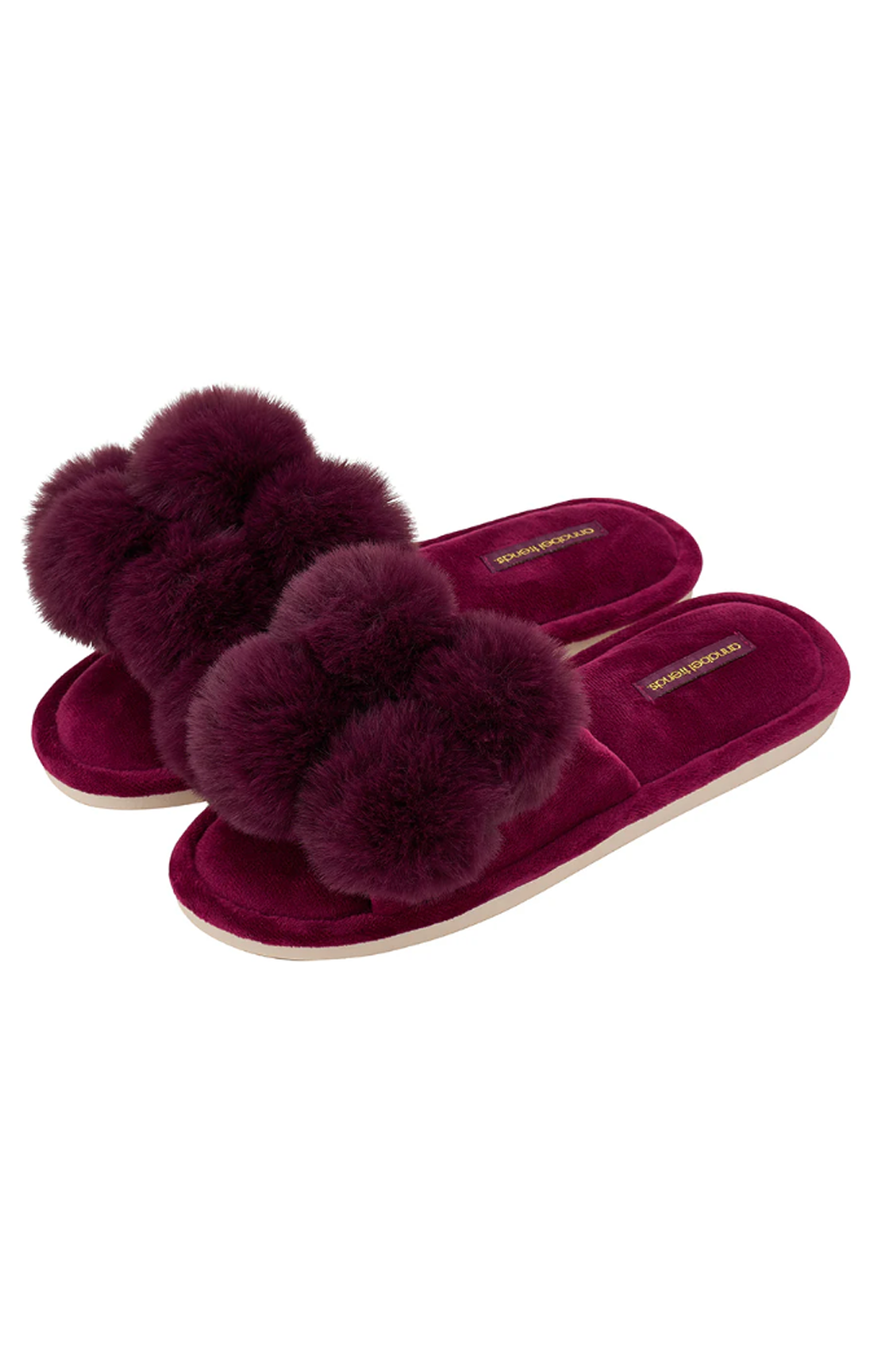 Annabel Trends Slippers Cosy Luxe Pom Pom Mulberry