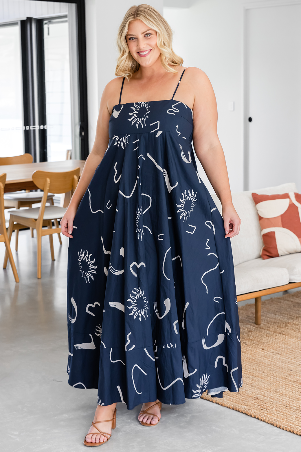 Portafino Maxi Dress Navy Dali Print