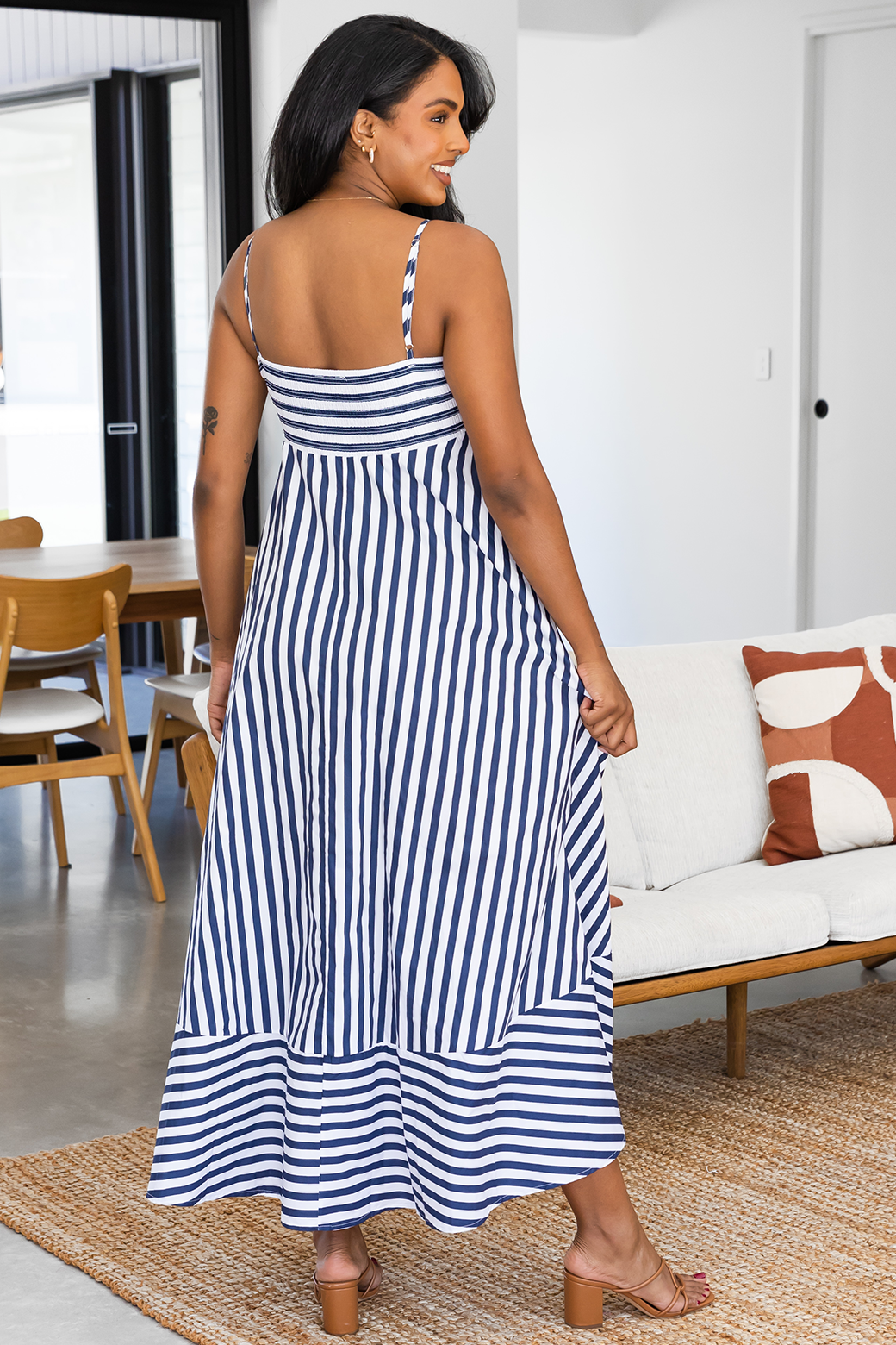 Portafino Maxi Dress Navy Stripe