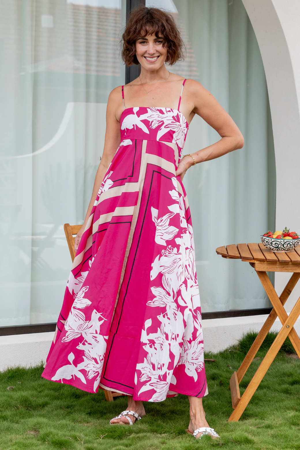 Portafino Maxi Dress Pink White Floral