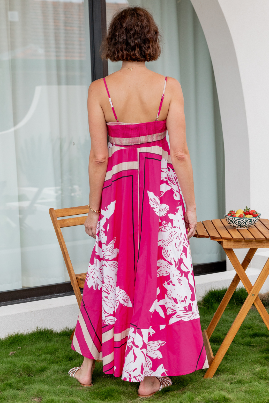 Portafino Maxi Dress Pink White Floral
