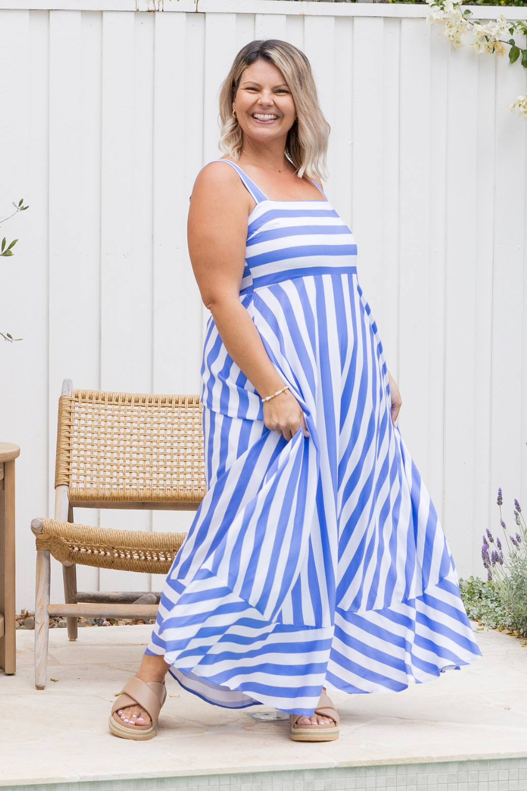 Primrose Maxi Dress Blue Stripe
