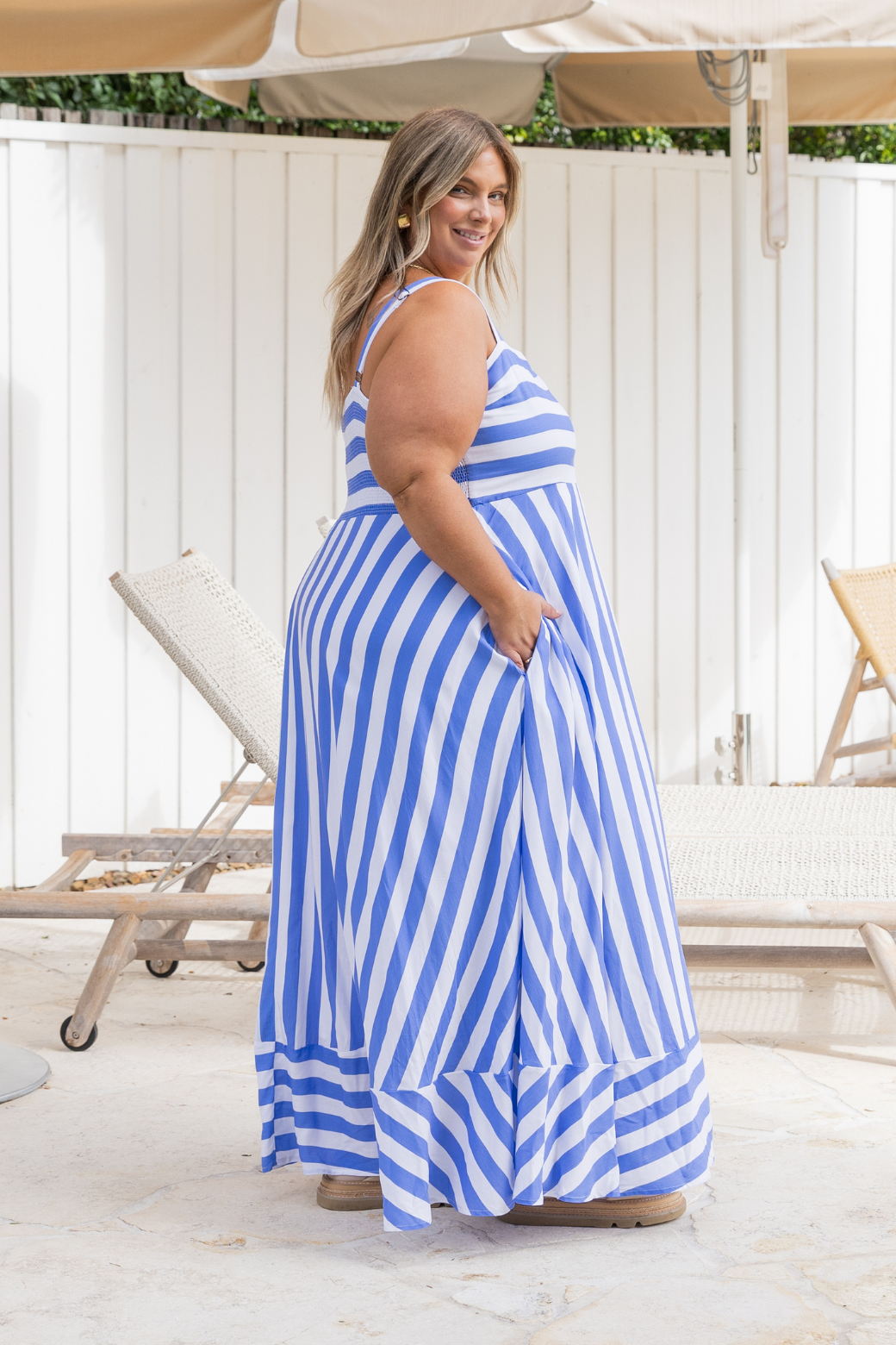 Primrose Maxi Dress Blue Stripe