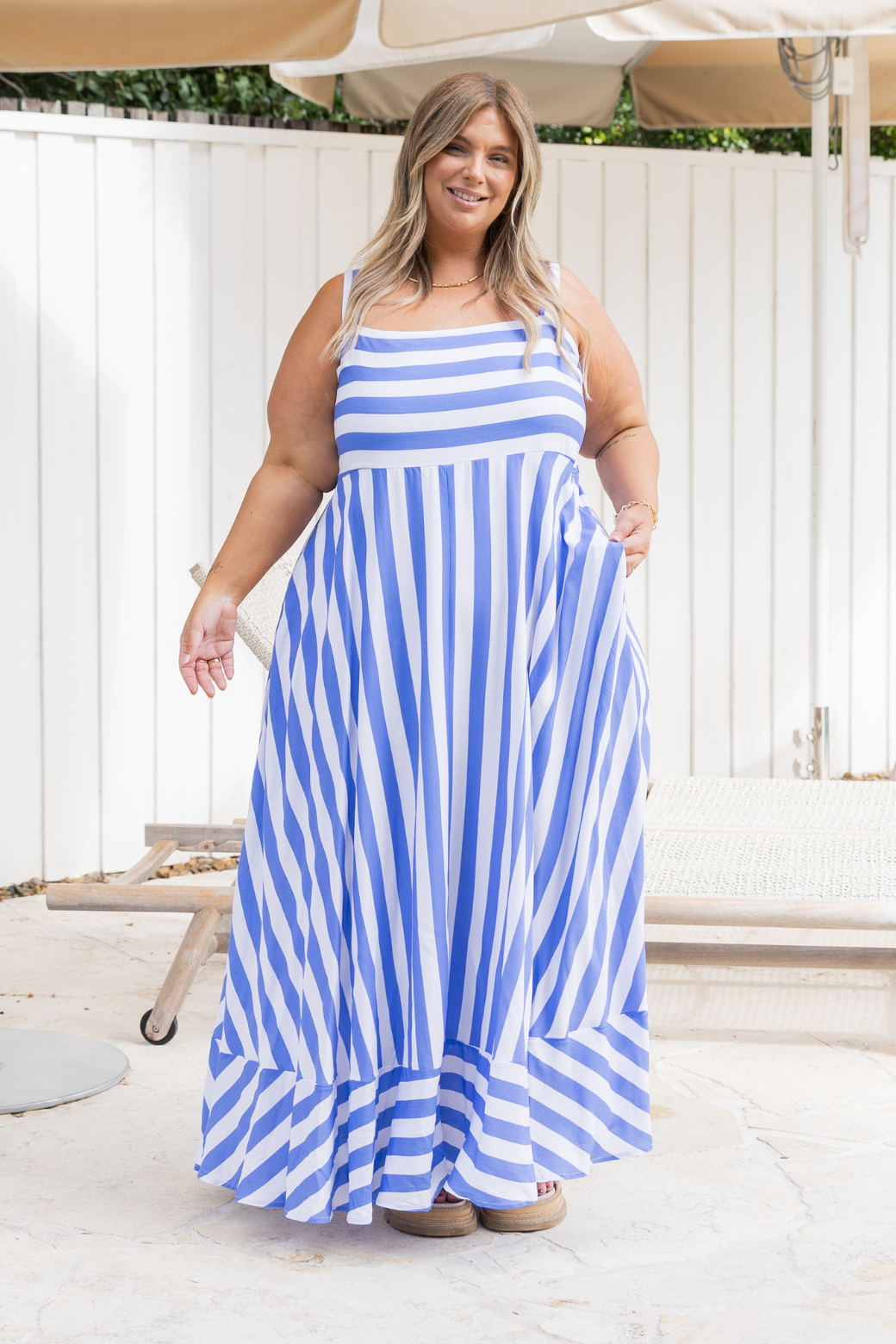 Primrose Maxi Dress Blue Stripe