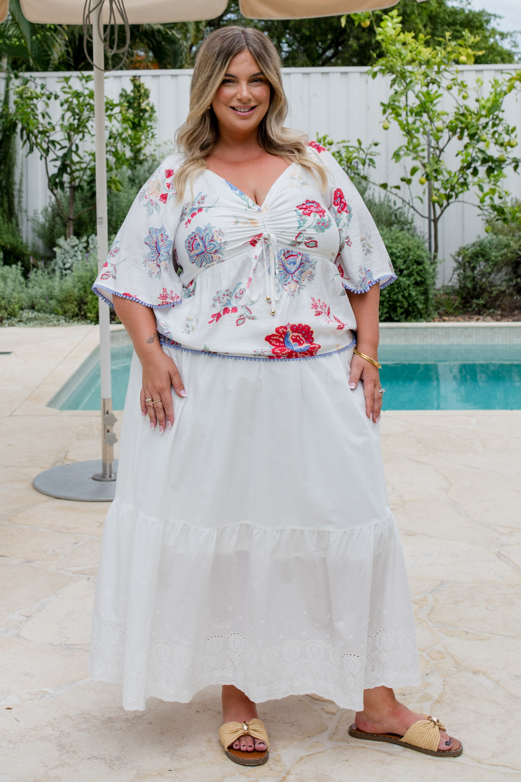 Rani Top Moroccan Sun Print White