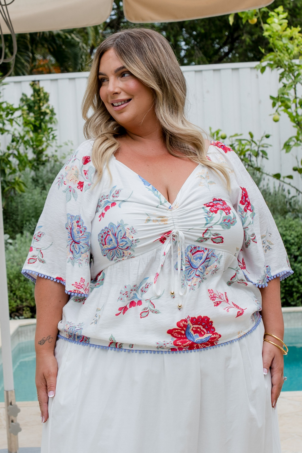 Rani Top Moroccan Sun Print White