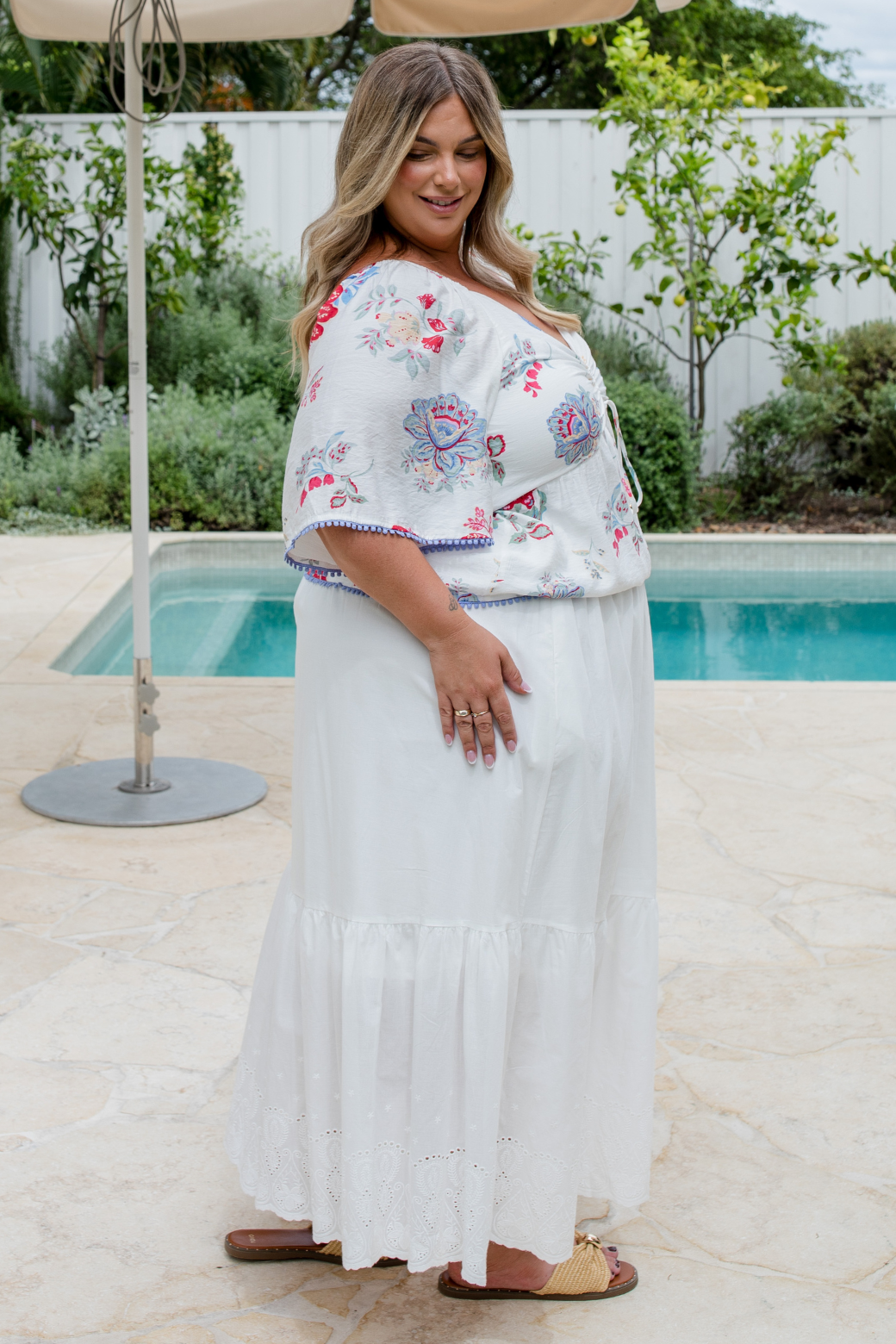 Rani Top Moroccan Sun Print White