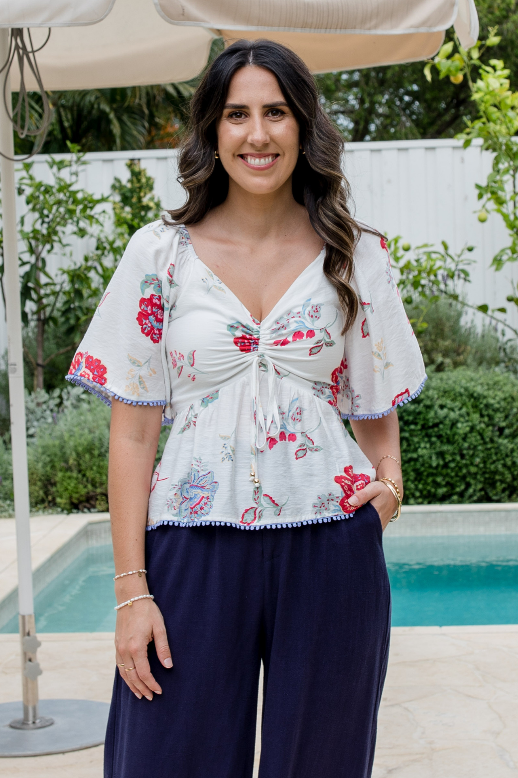 Rani Top Moroccan Sun Print White