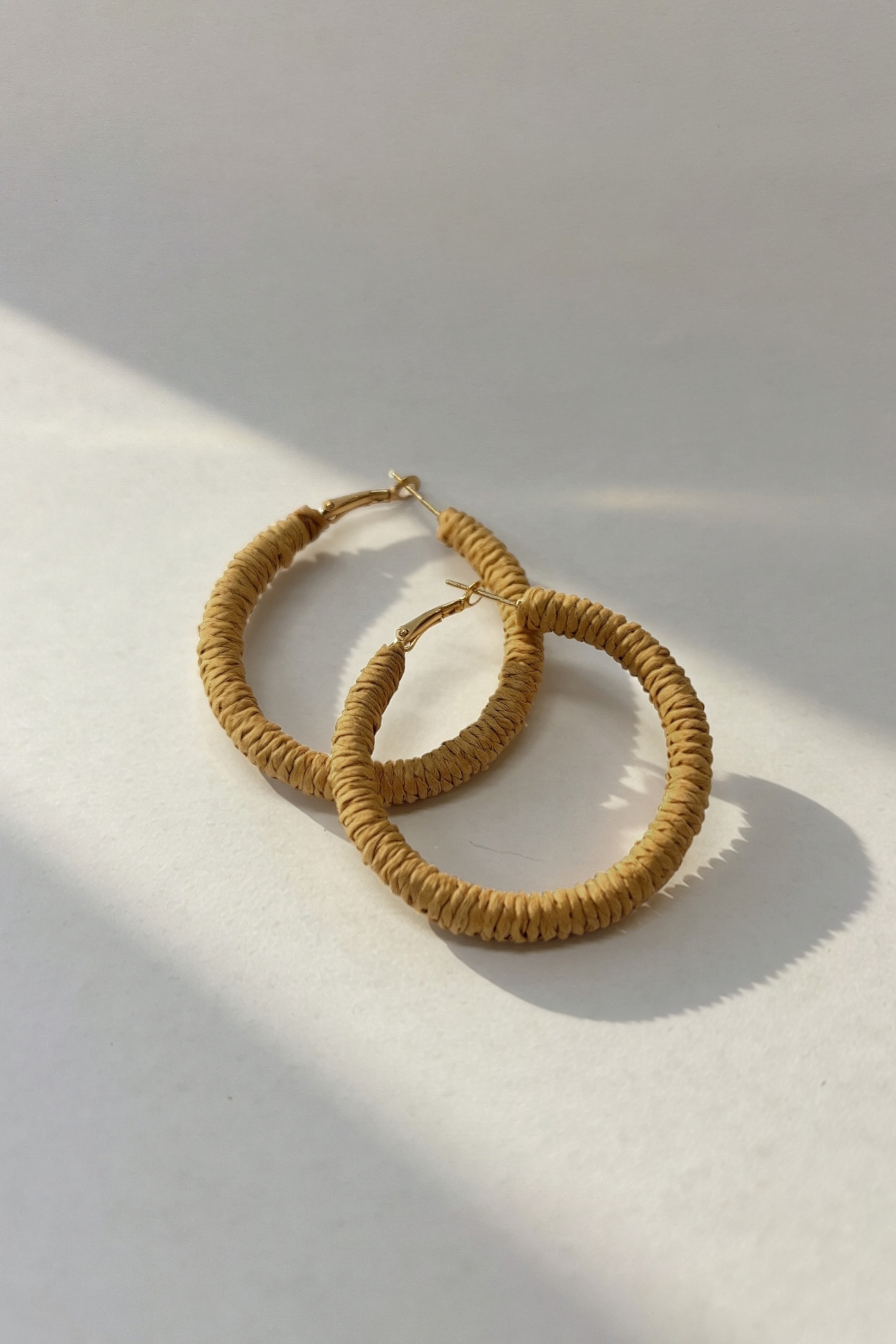 Rattan Large Hoop Earrings Natural