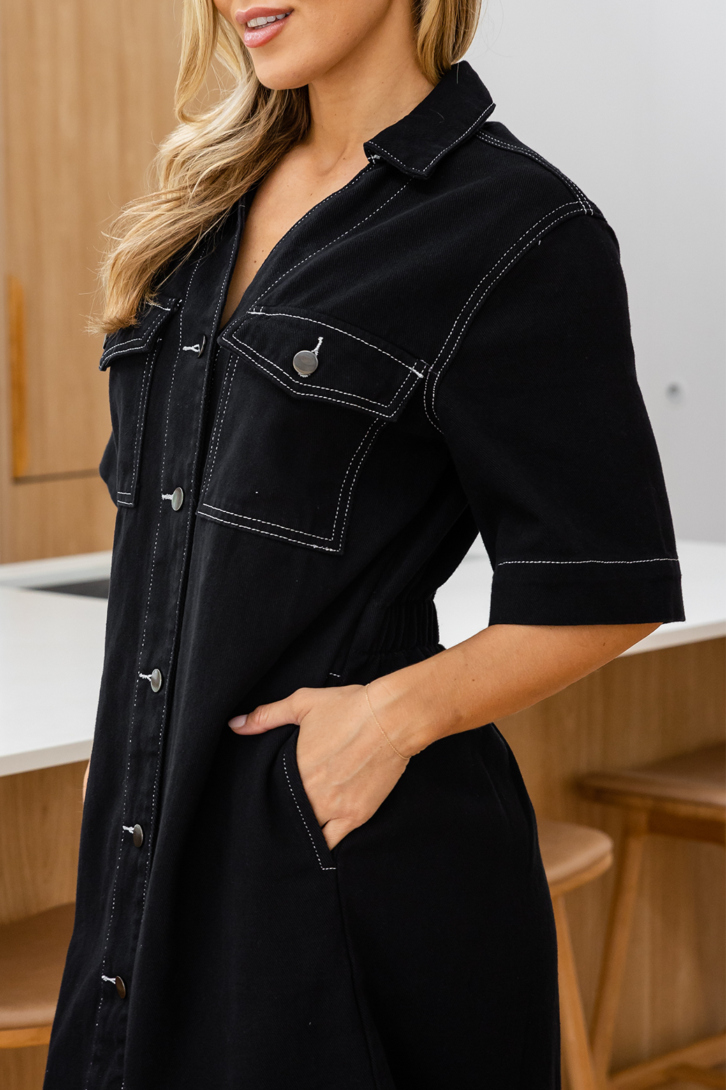 Reece Denim Dress Black