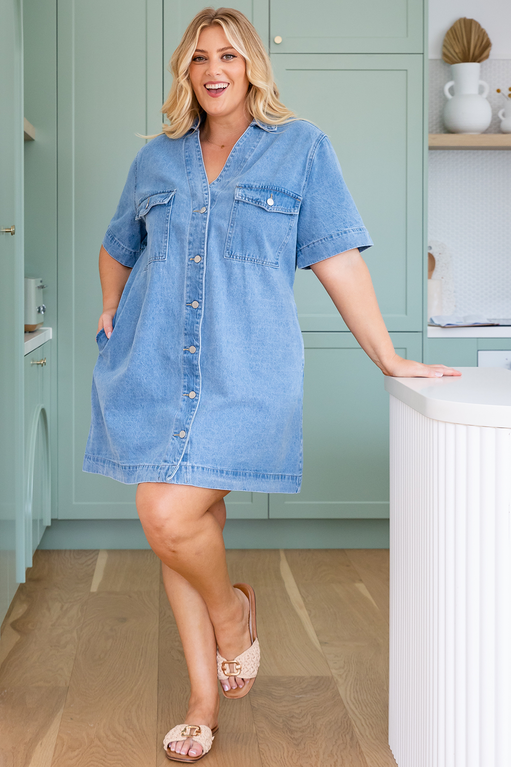Final Sale | Reece Denim Dress Washed Indigo