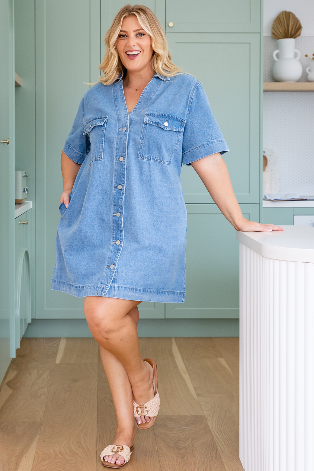 Reece Denim Dress Washed Indigo