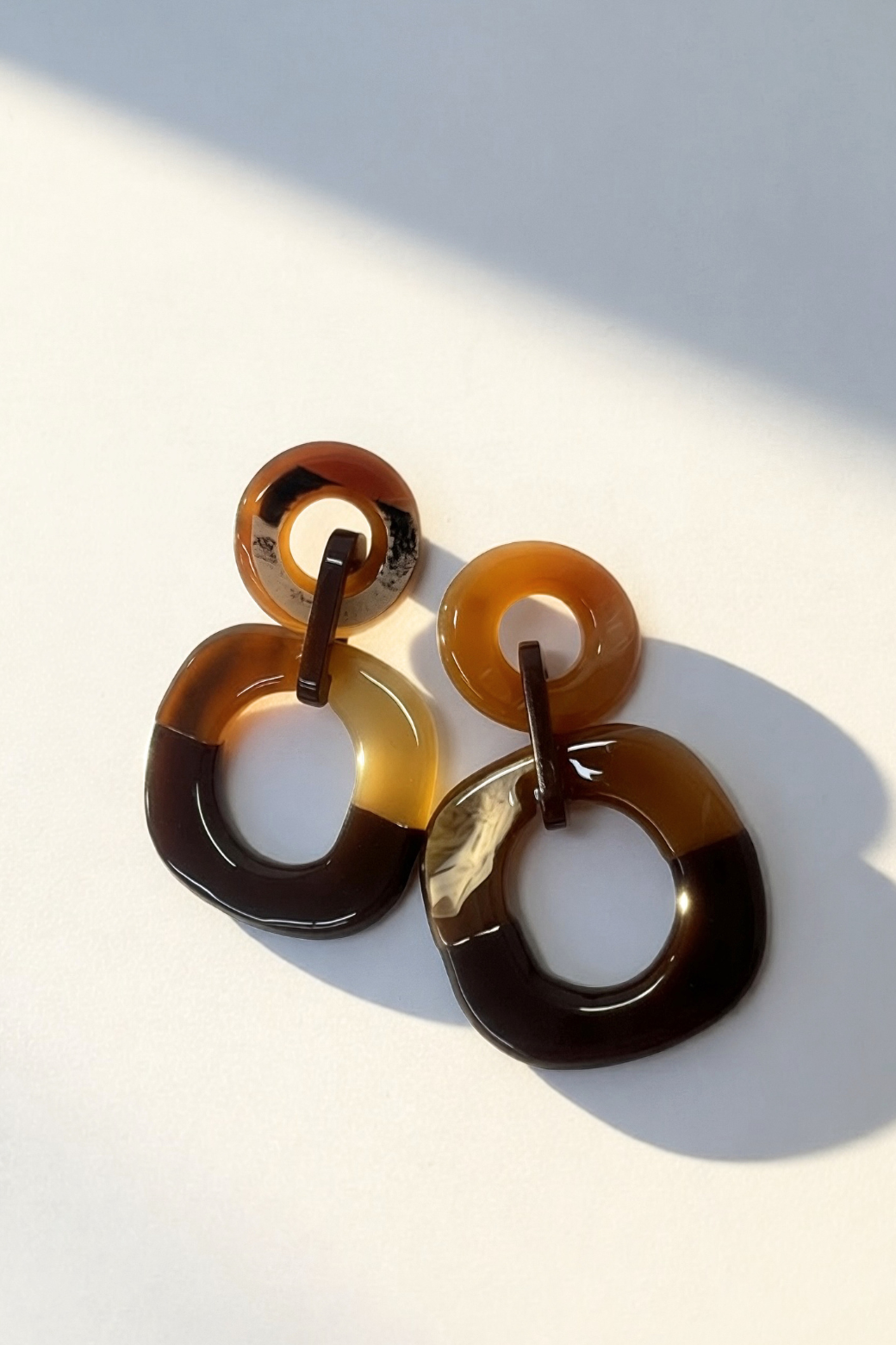 Resin Circle Drop Earrings Umber