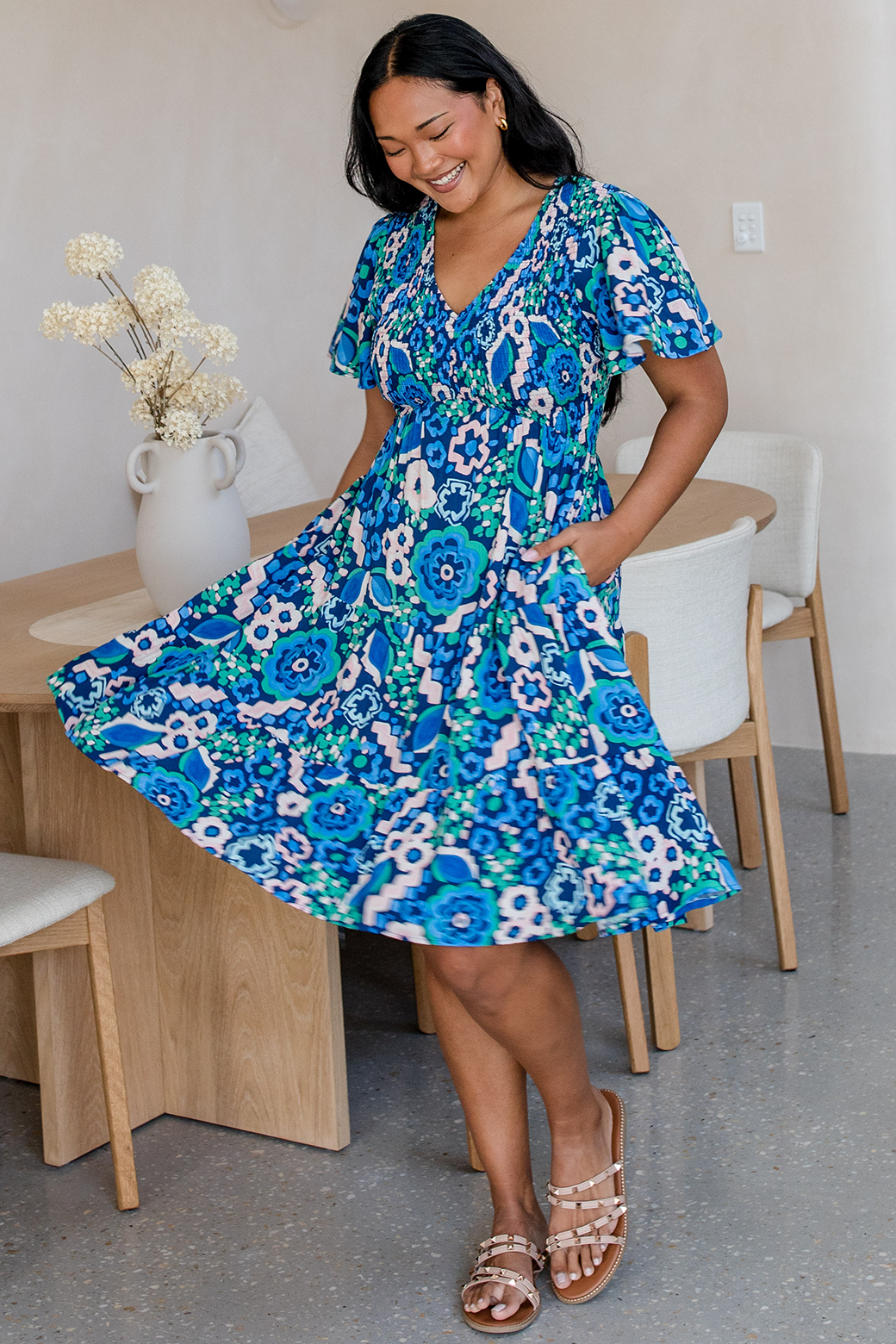 Rigby Dress Discovery Print Blue Mutli