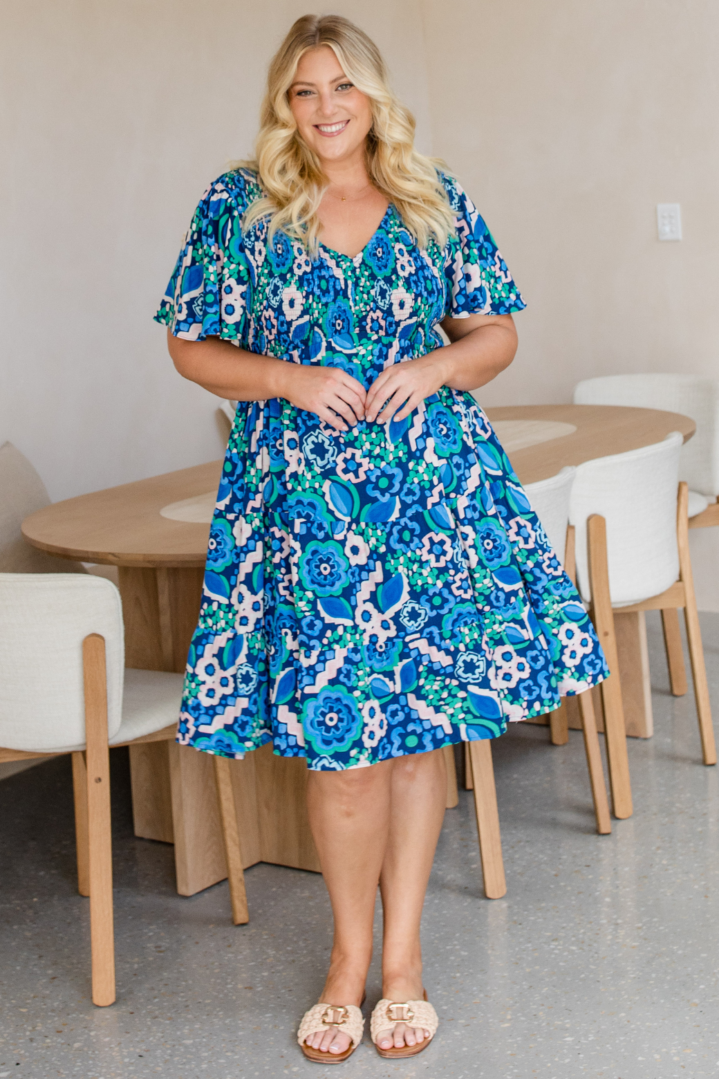 Final Sale | Rigby Dress Discovery Print Blue Multi