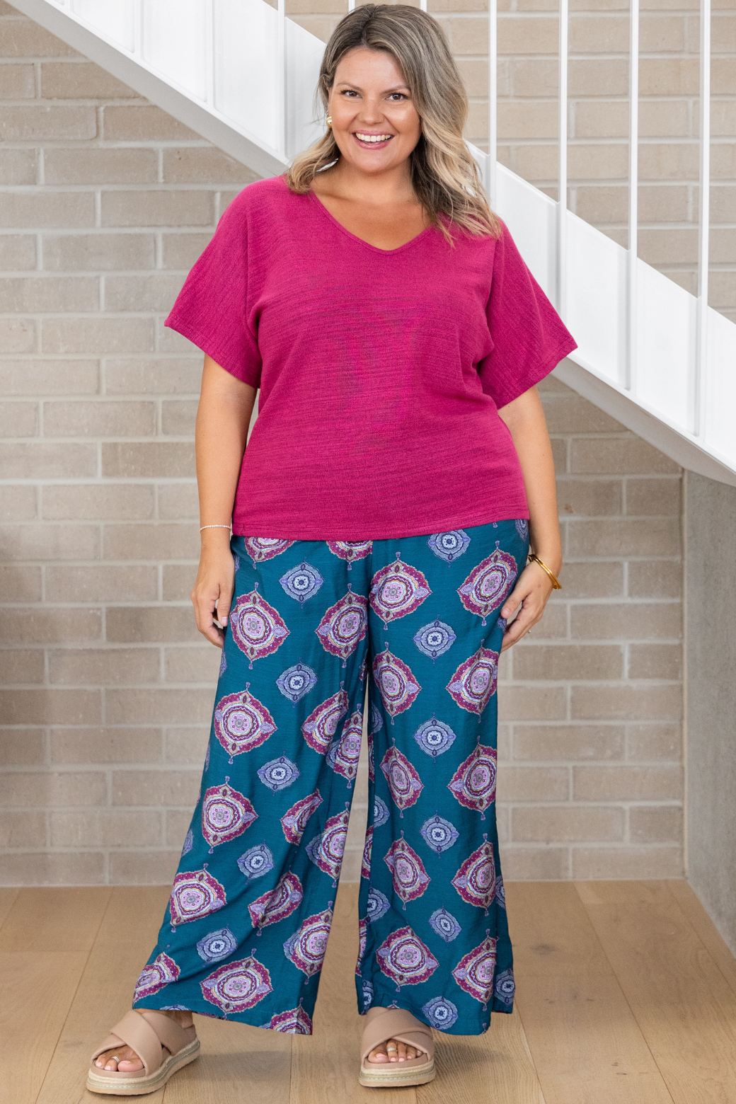 Riley V Neck Top Magenta